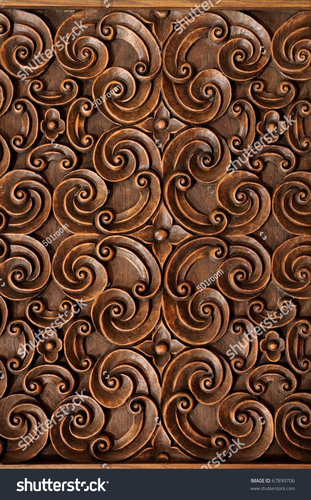 Wood Thai Pattern Handmade Wood Carvings. Stock Photo 67899706 ...