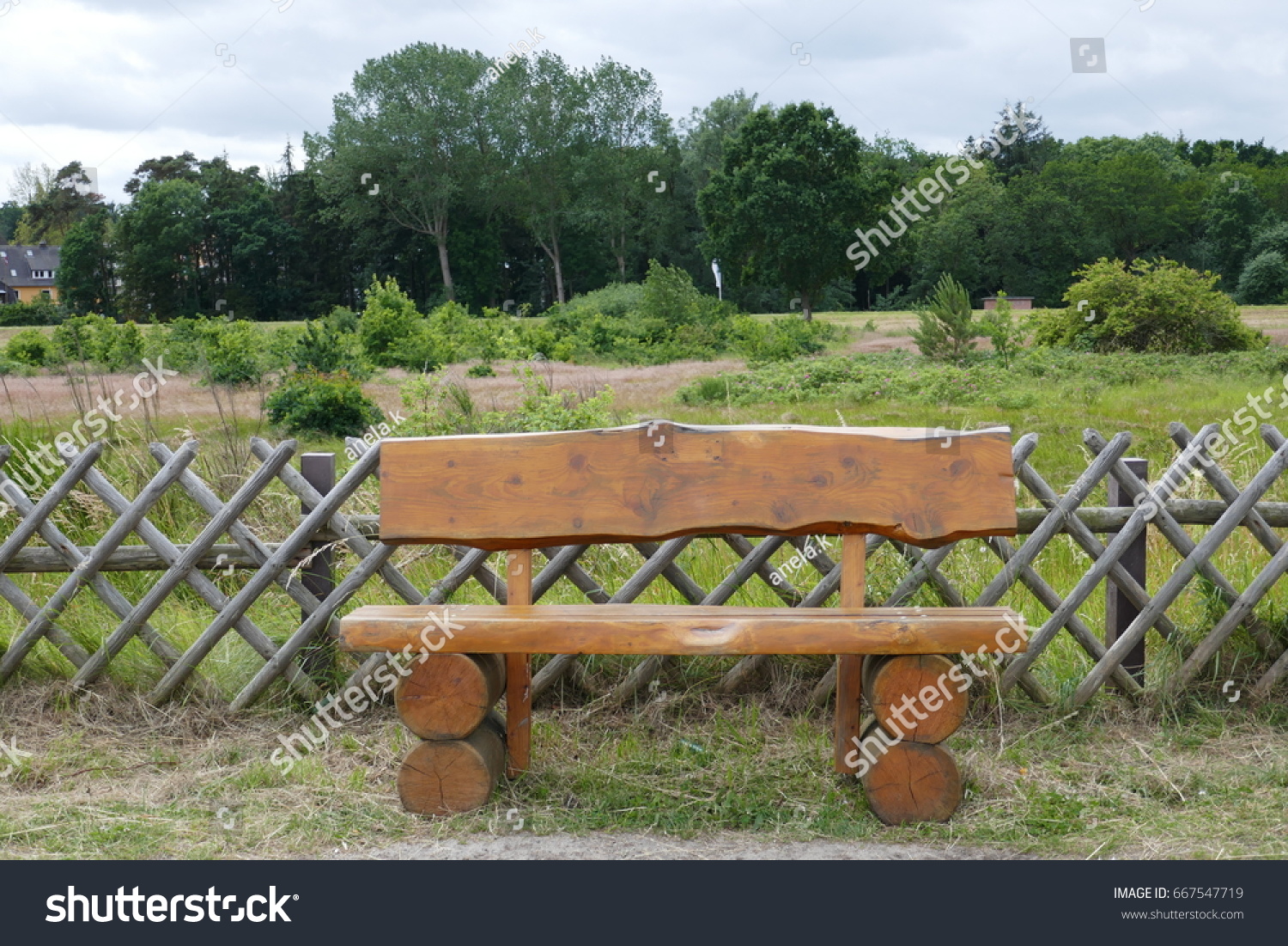 Wooden Bench Rustic Homemade Stock Photo Edit Now 667547719