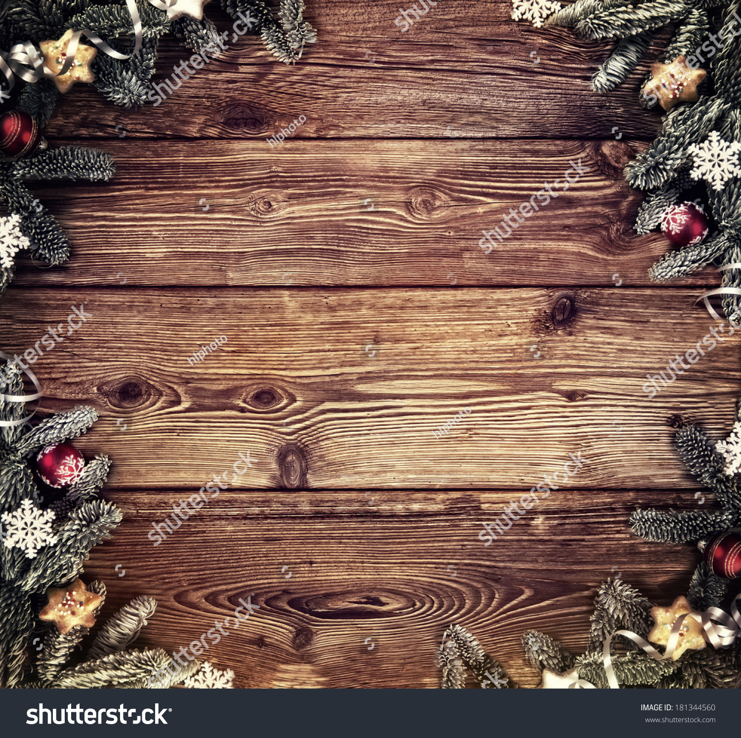 Wooden Board With Decoration Stock Photo 181344560 : Shutterstock