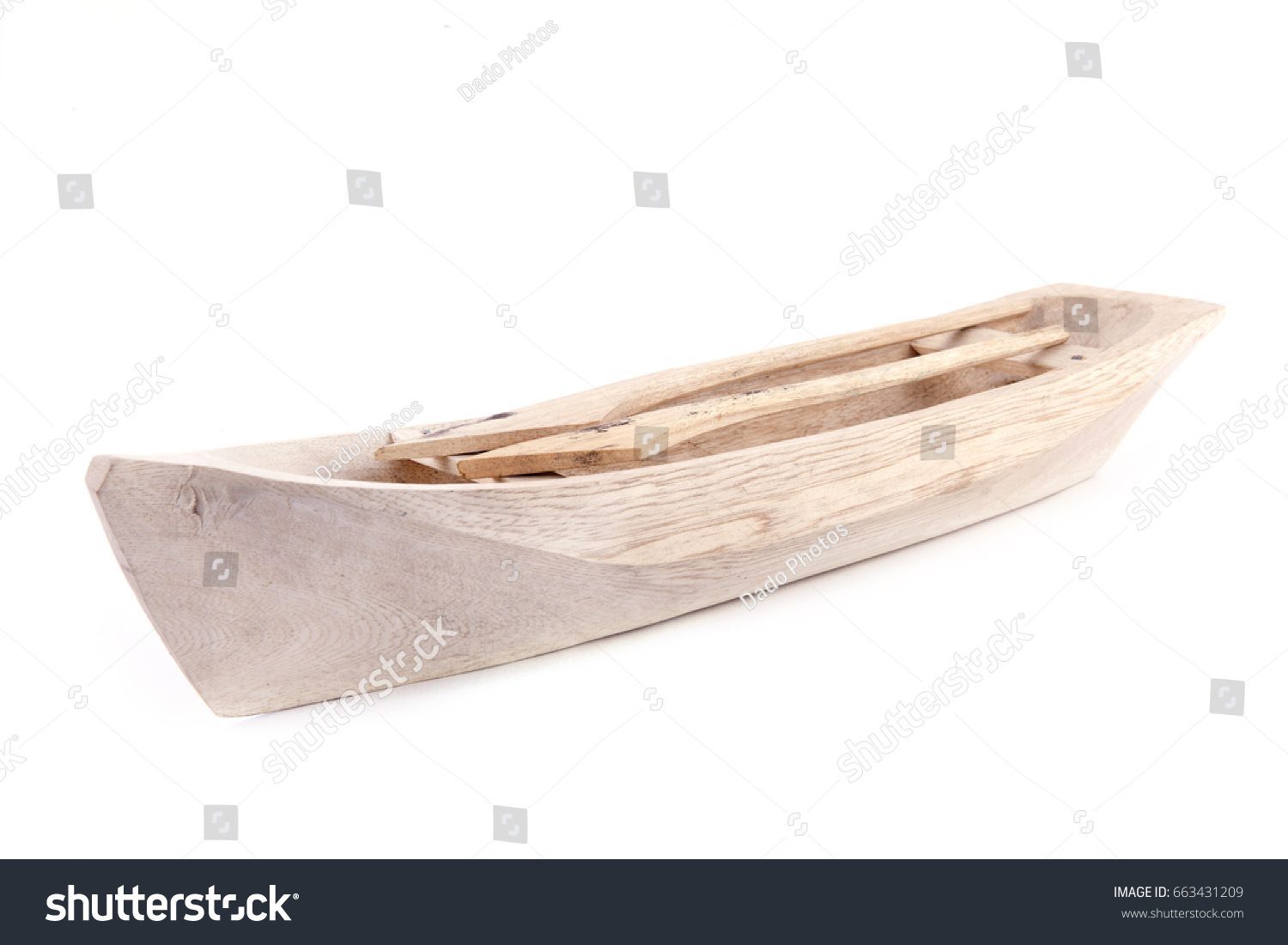 Wooden Canoe Over White Background Decoration Stock Photo Edit