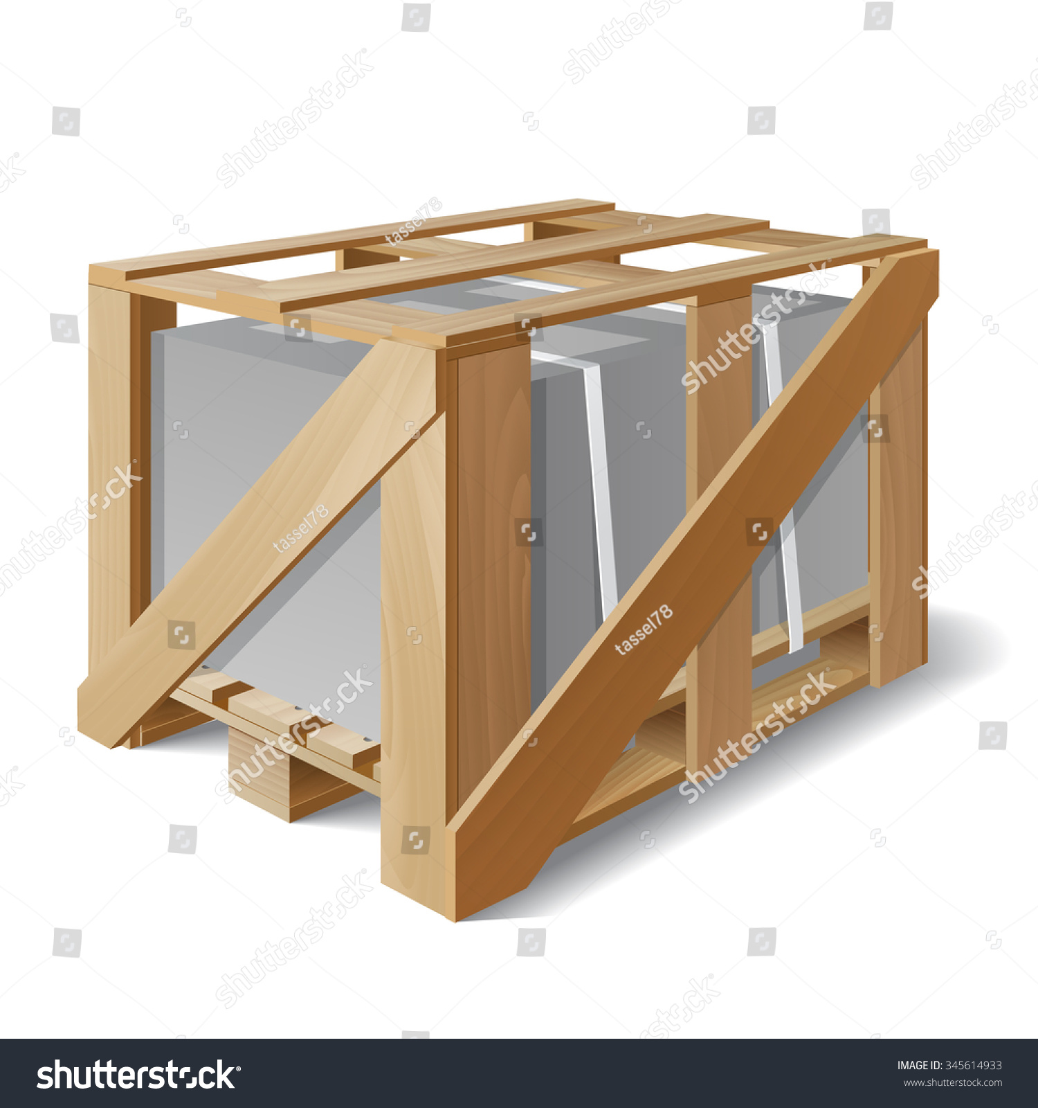 Wooden Crate Cargo On Pallet Example Stock Illustration 345614933