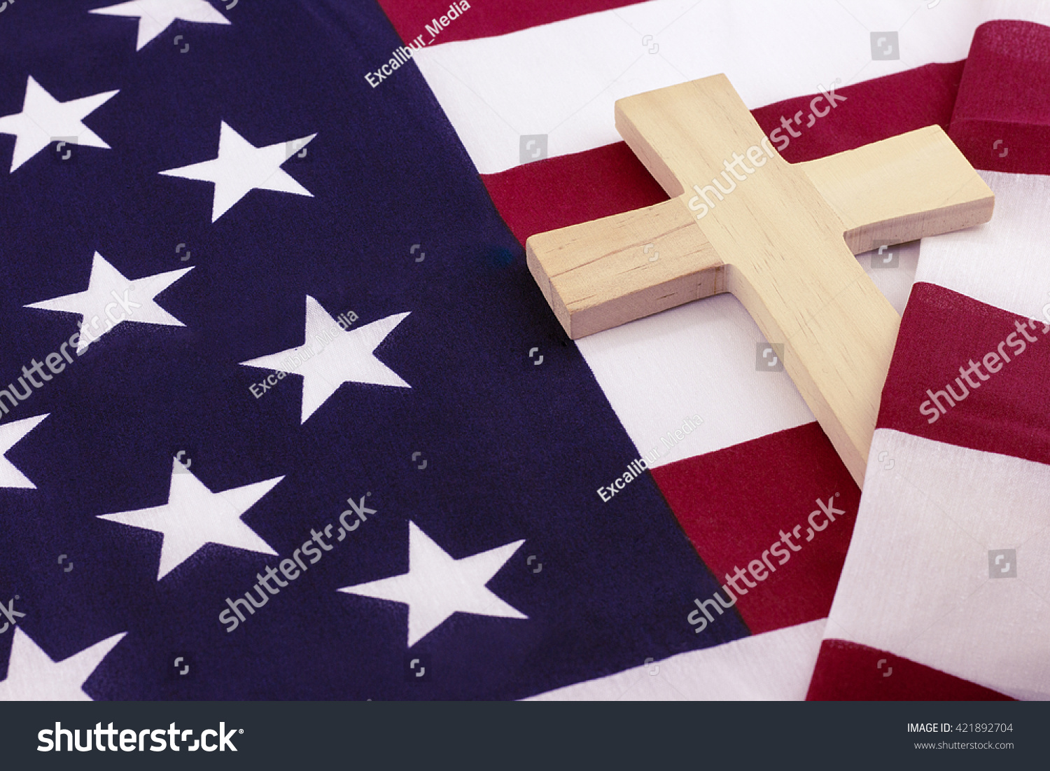 Wooden Cross Wrapped In American Flag Stock Photo 421892704 : Shutterstock