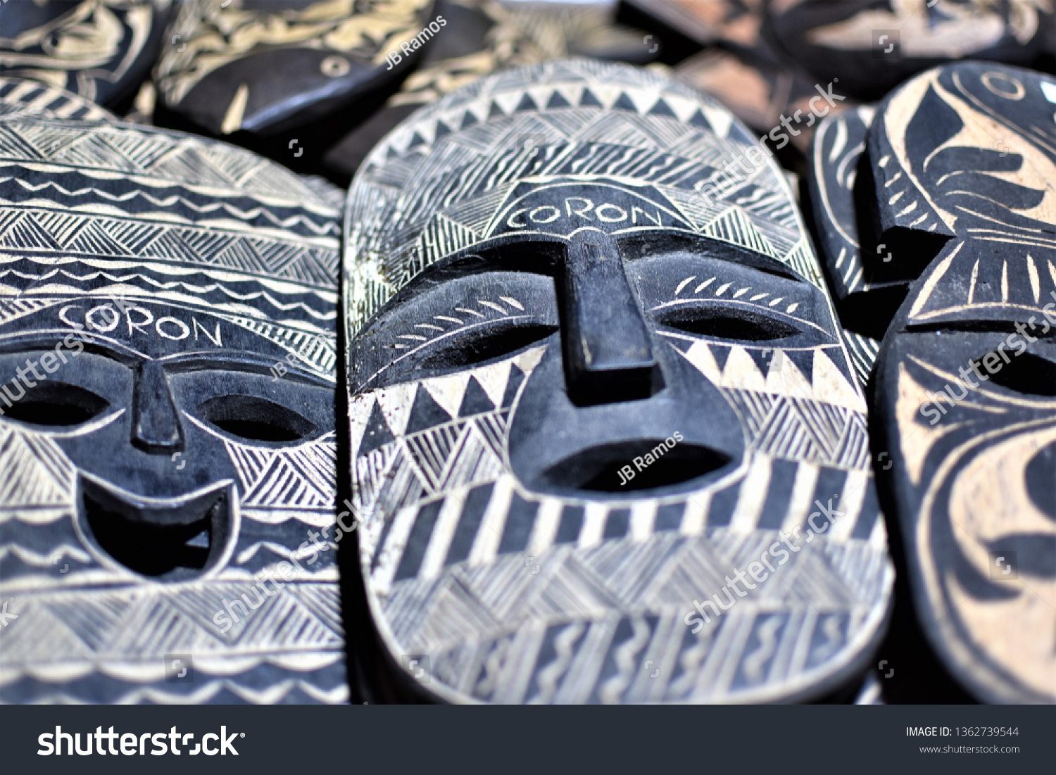 Wooden Decorative Festival Masks Island Coron Stock Photo Edit Now