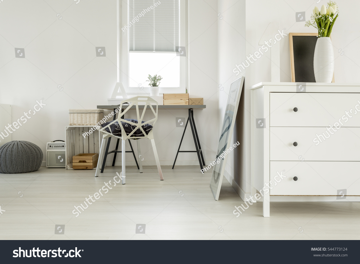 Wooden Desk Fancy Chair Corner White Stock Photo Edit Now 544773124