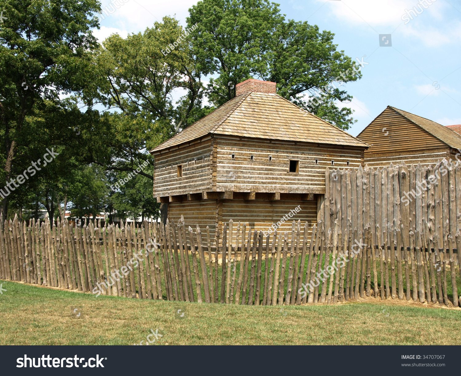 Wooden Fort 1800s Wall Blockhouse Stock Photo 34707067 - Shutterstock