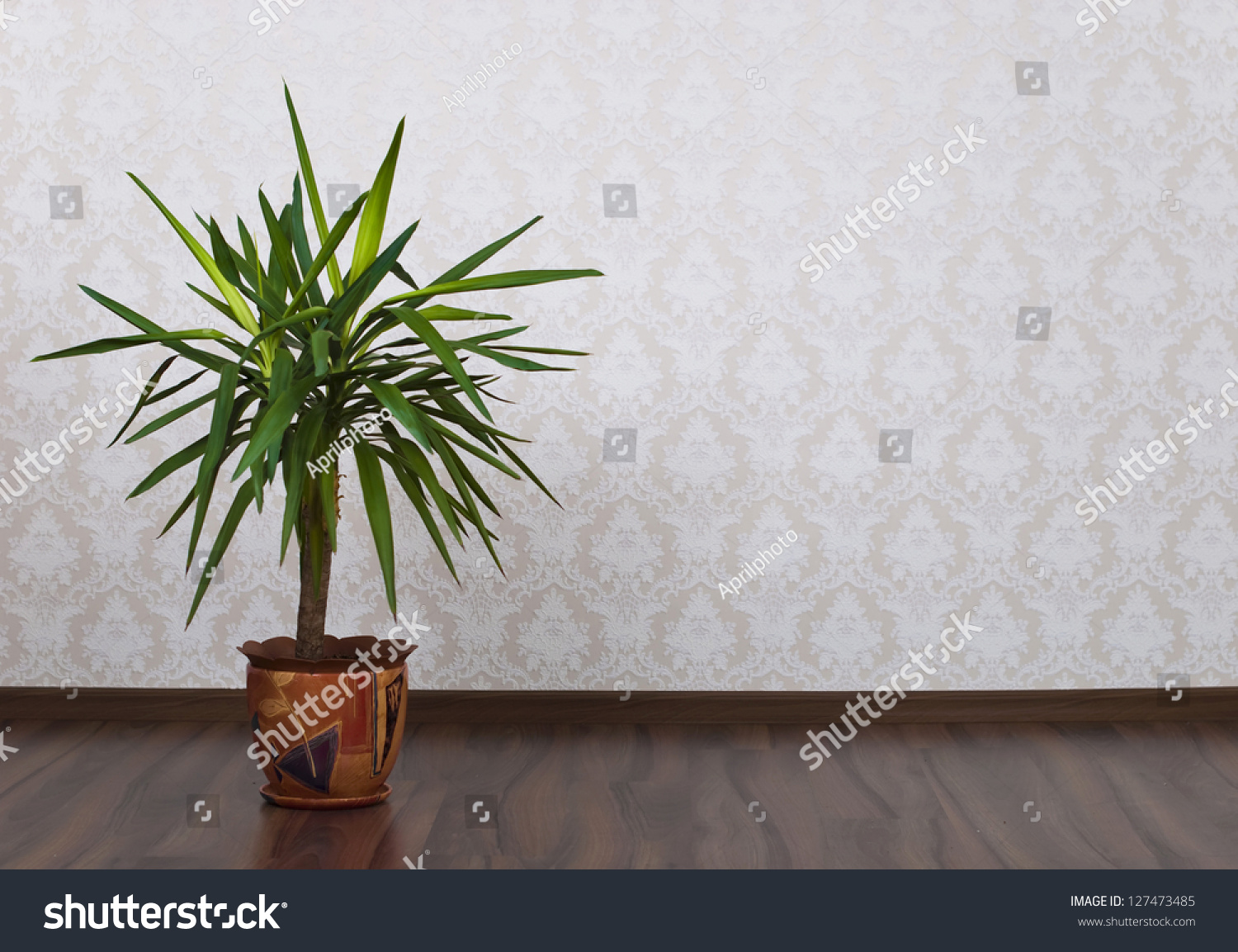 Wooden Parquet Floor Wallpaper On Wall Stock Photo 127473485 | Shutterstock