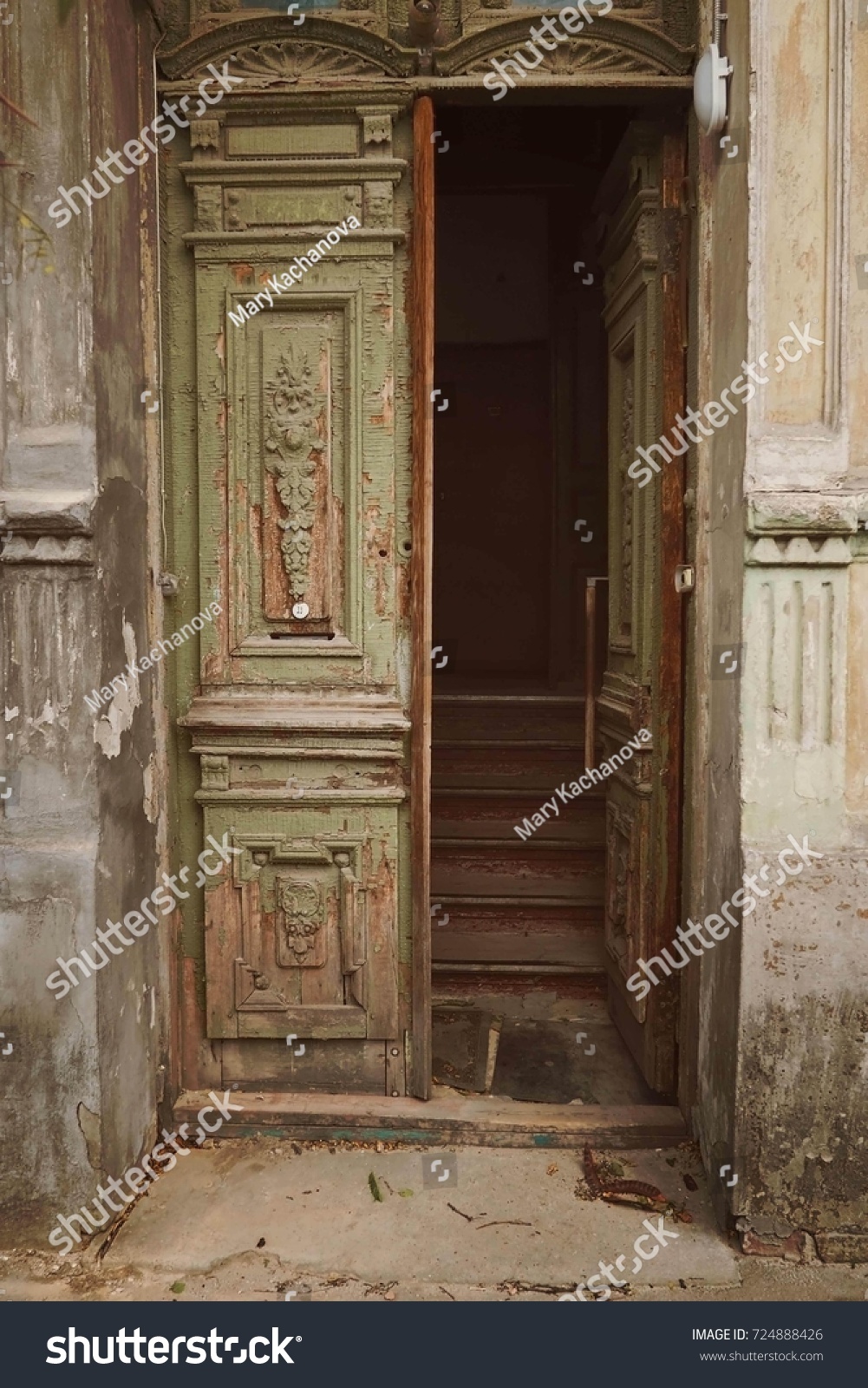 Wooden Pattern On Ancient Door Stucco Stock Photo Edit Now