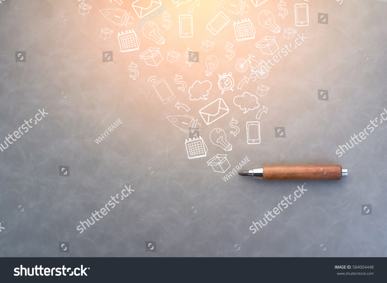 Wooden Pencil On Grey Leather Background Stock Photo