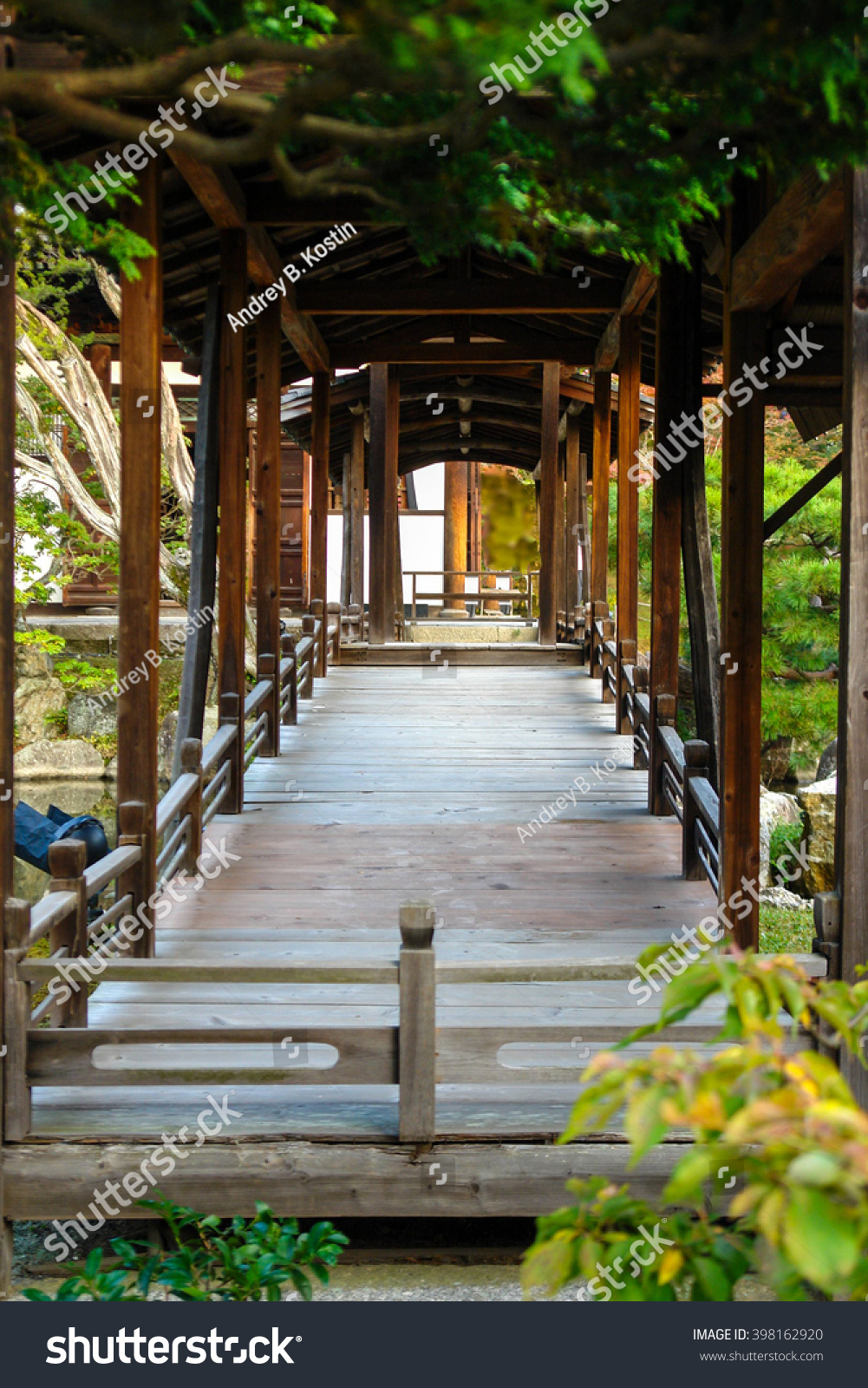 Wooden Pergola Japanese Garden Stock Photo Edit Now 398162920