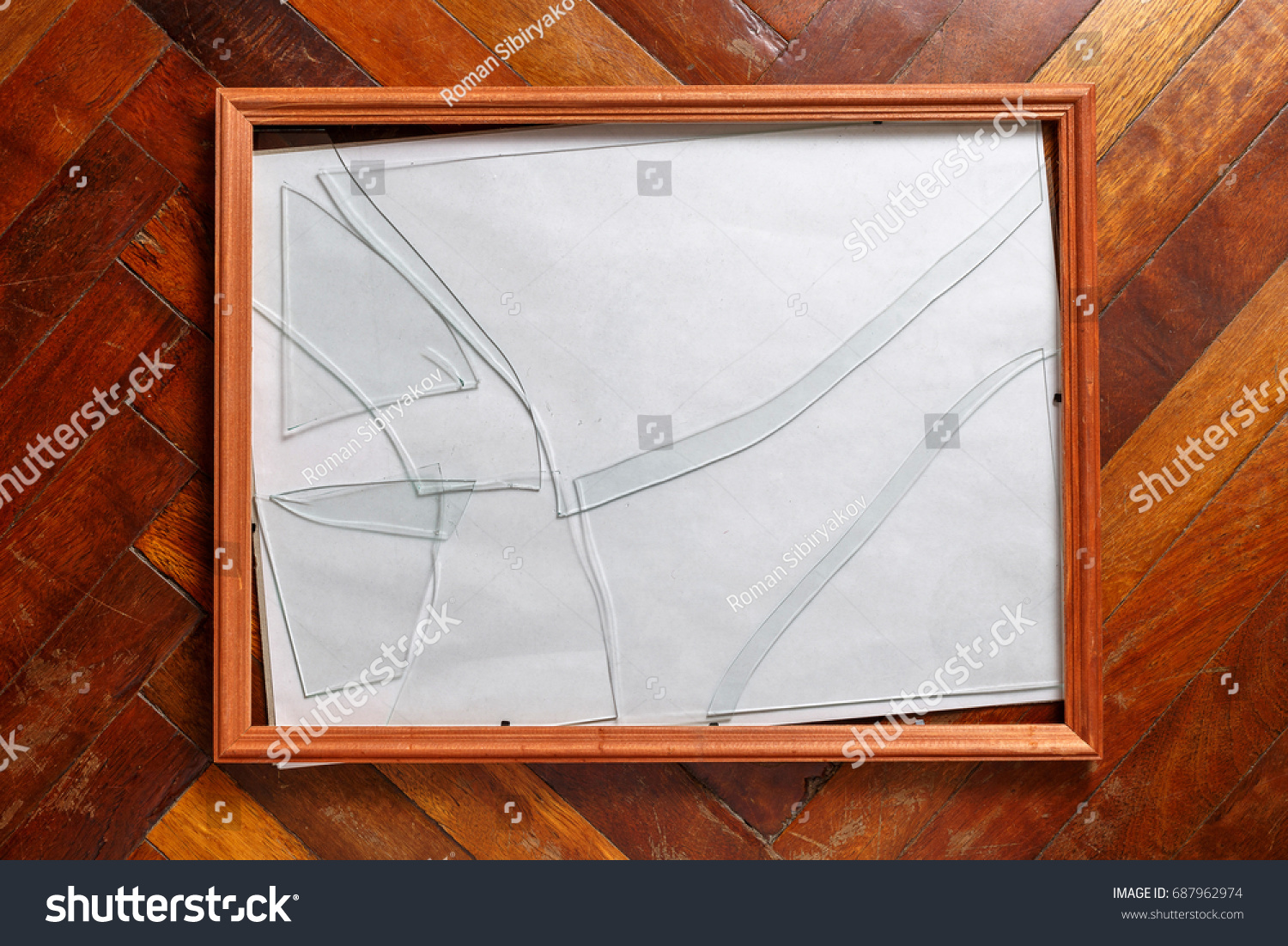 Wooden Photo Frame Broken Glass Lies Stock Photo 687962974 Shutterstock