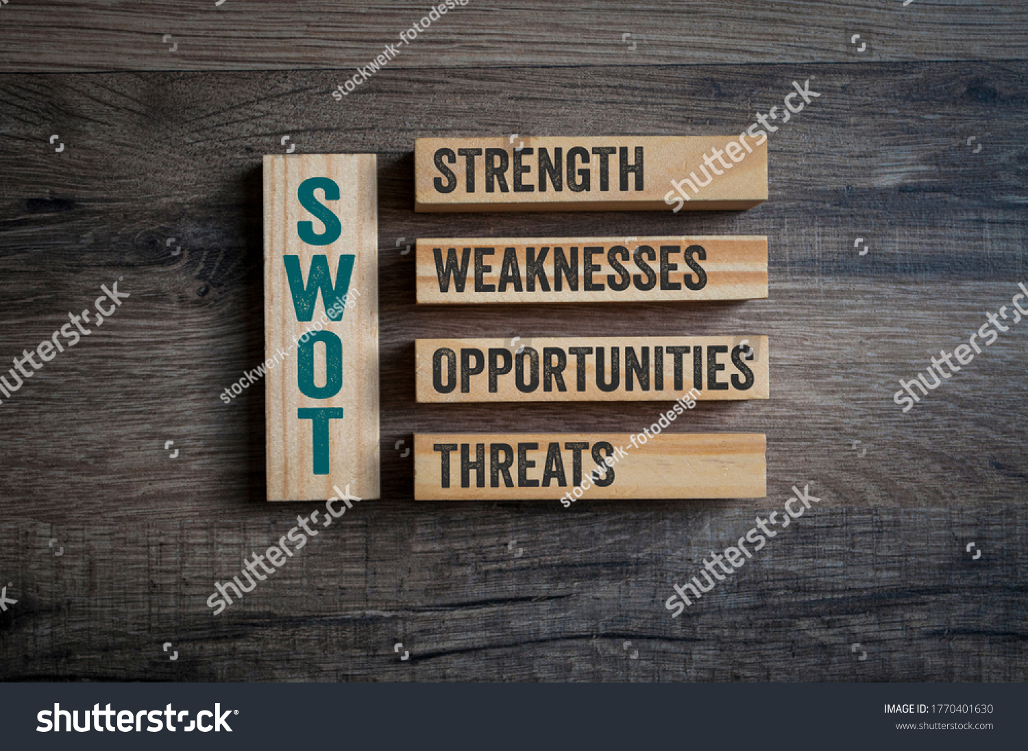 Wooden Pieces Acronym Swot Strength Weaknesses Stock Photo 1770401630 ...