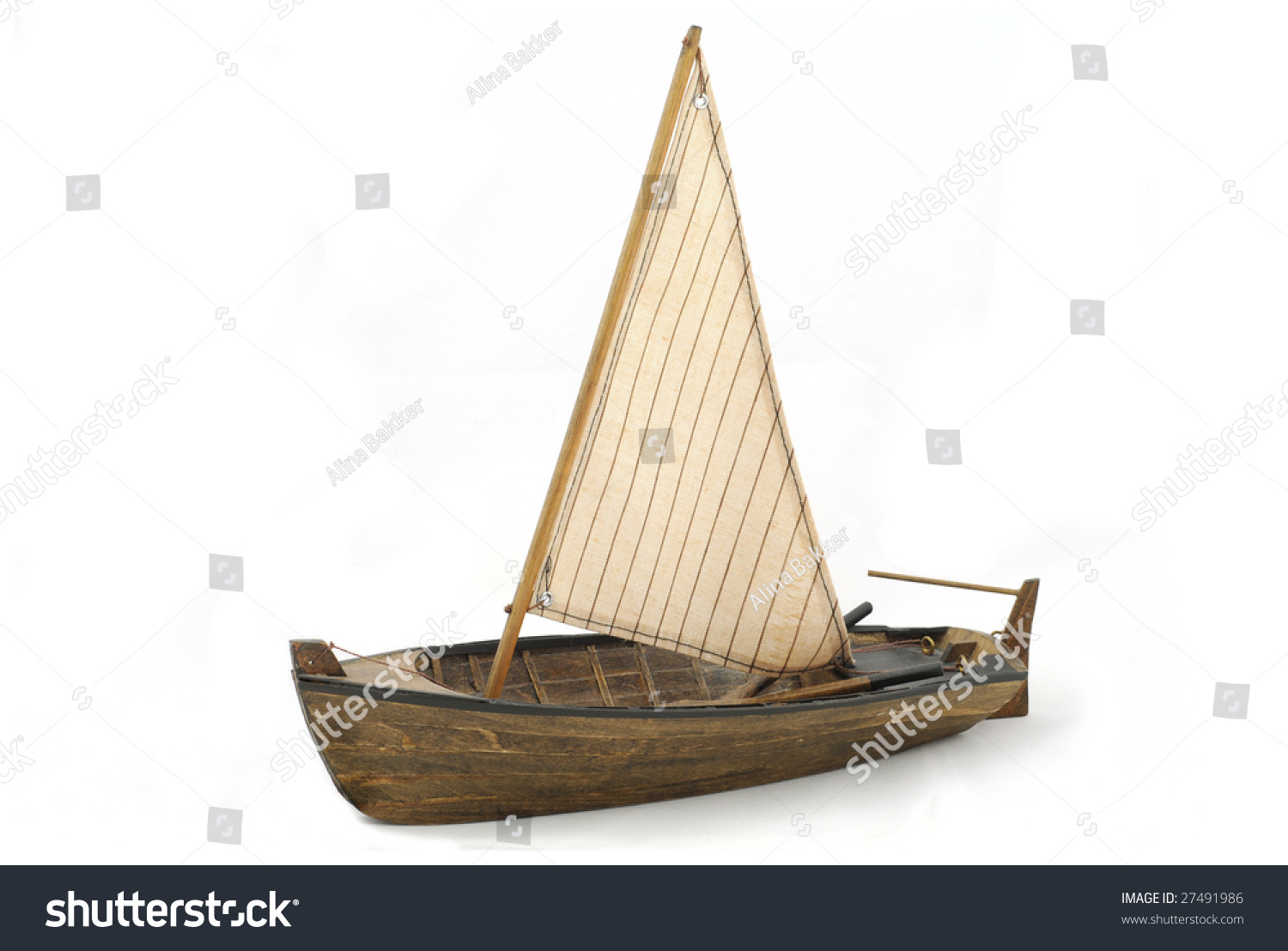 Wooden Sailboat Isolated On White Background Stock Photo 27491986 ...