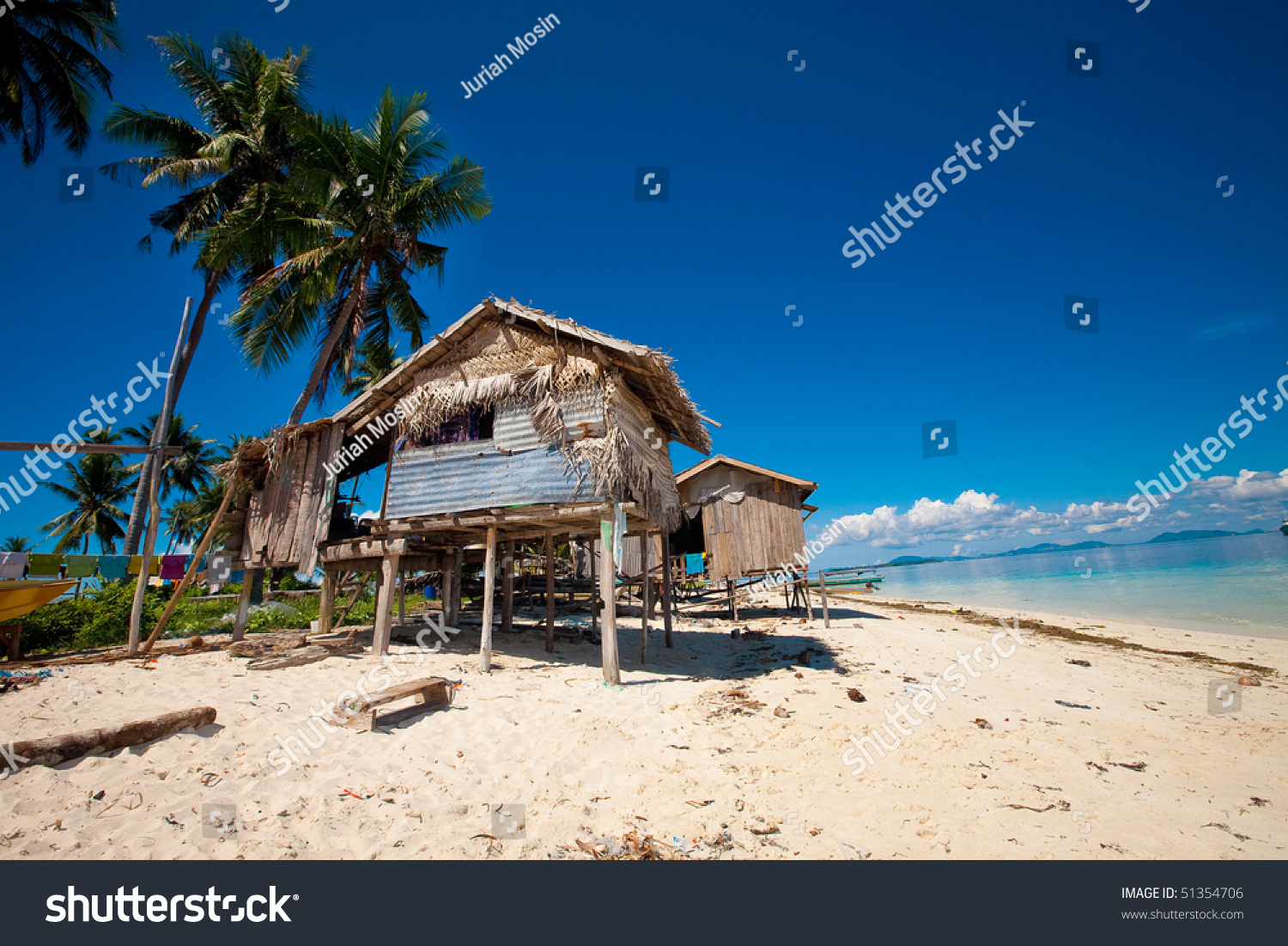 Wooden Shack By A Beach On A Tropical Island Stock Photo 51354706 ...