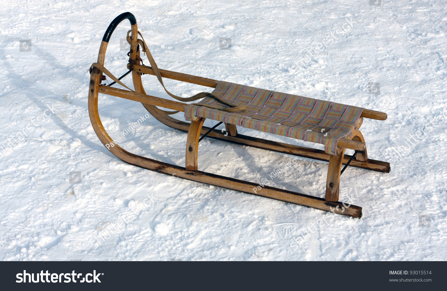 Wooden Sledge On Snow In Winter Time Stock Photo 93015514 : Shutterstock