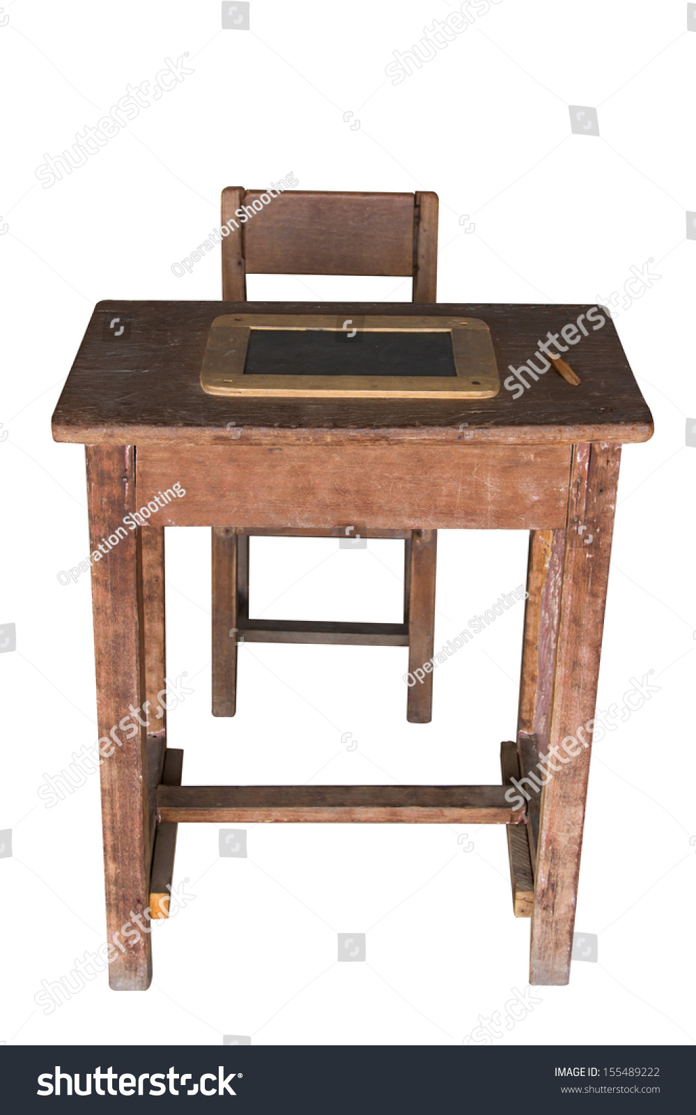 Wooden Student Desk Chair Slate On Stock Photo Edit Now