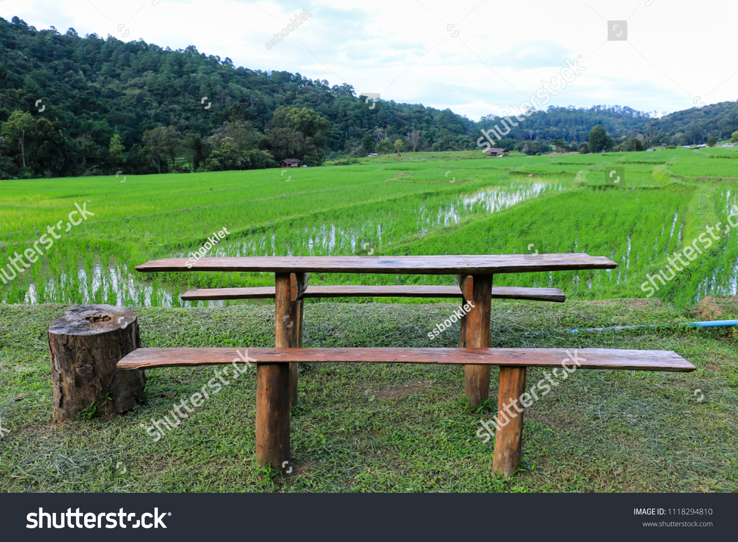 Wooden Tables Wooden Benches Relaxing Outdoors Stock Photo Edit