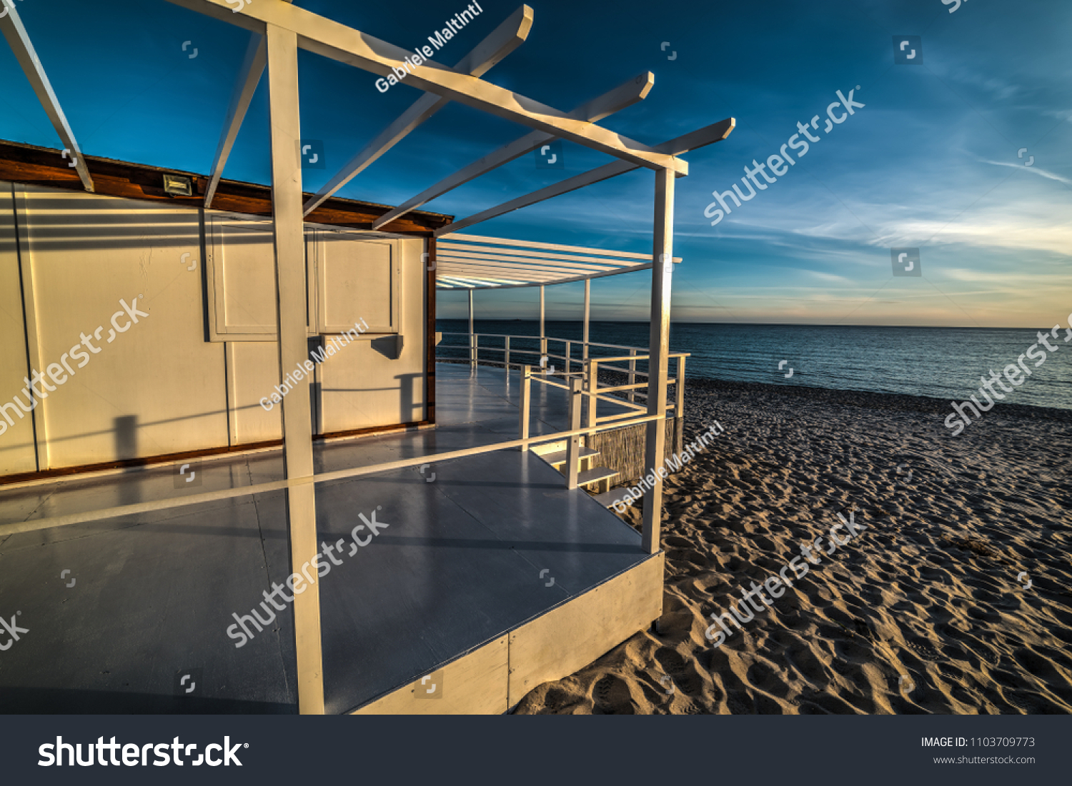 Wooden Terrace By Sea Sardinia Italy Stock Photo Edit Now