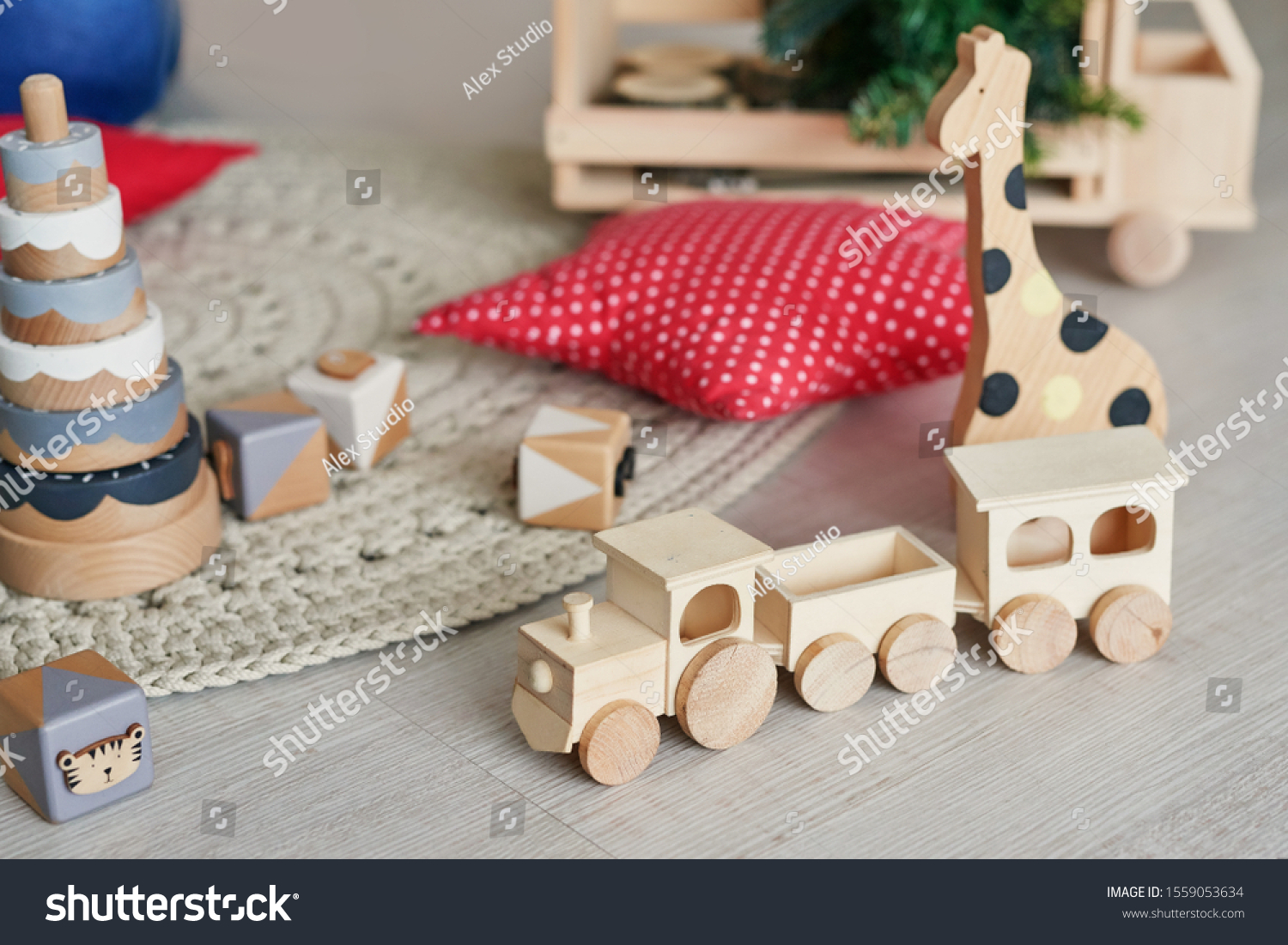 wooden train set studio
