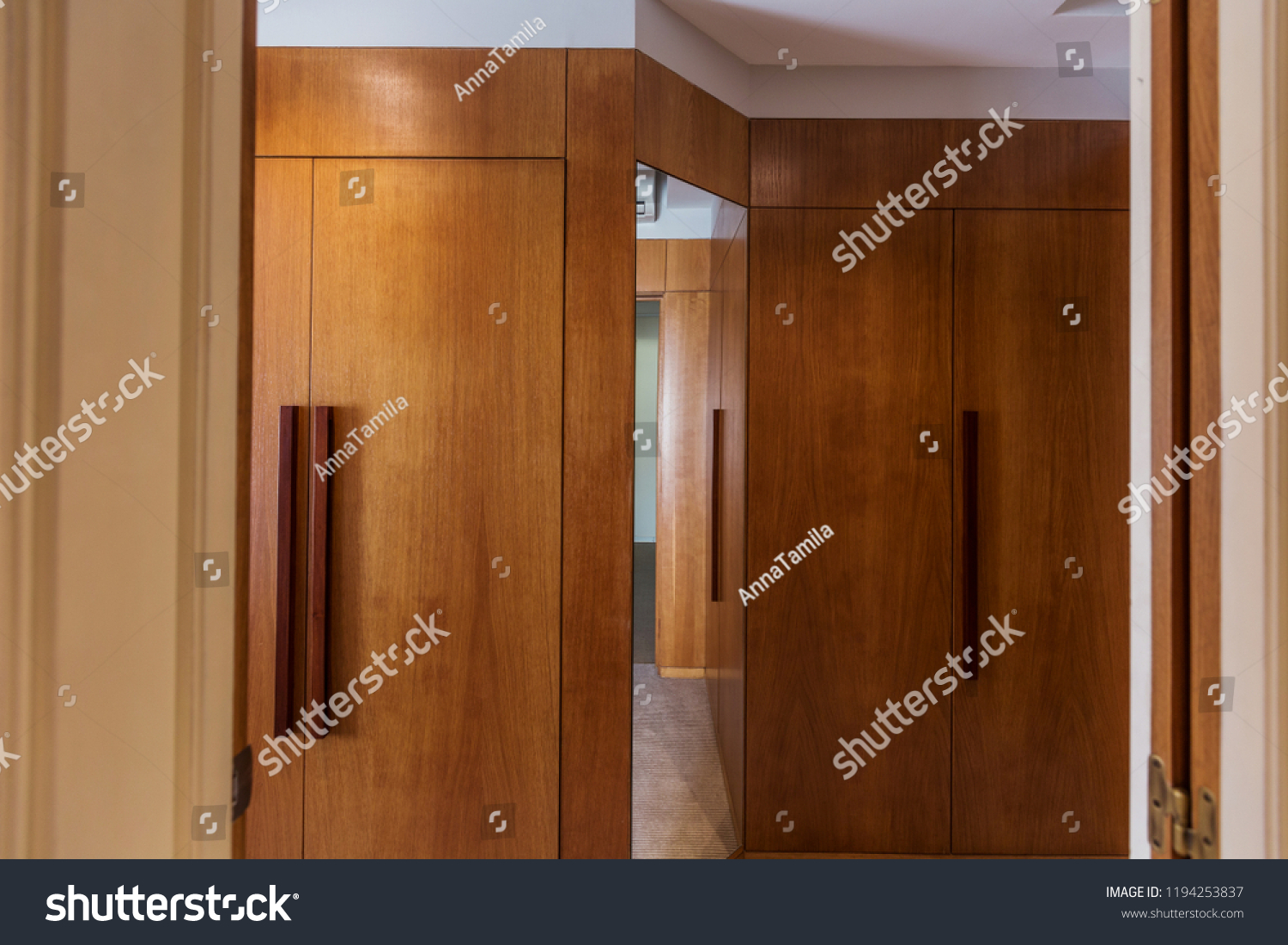 Wooden Wardrobe Mirror Stock Photo Edit Now 1194253837