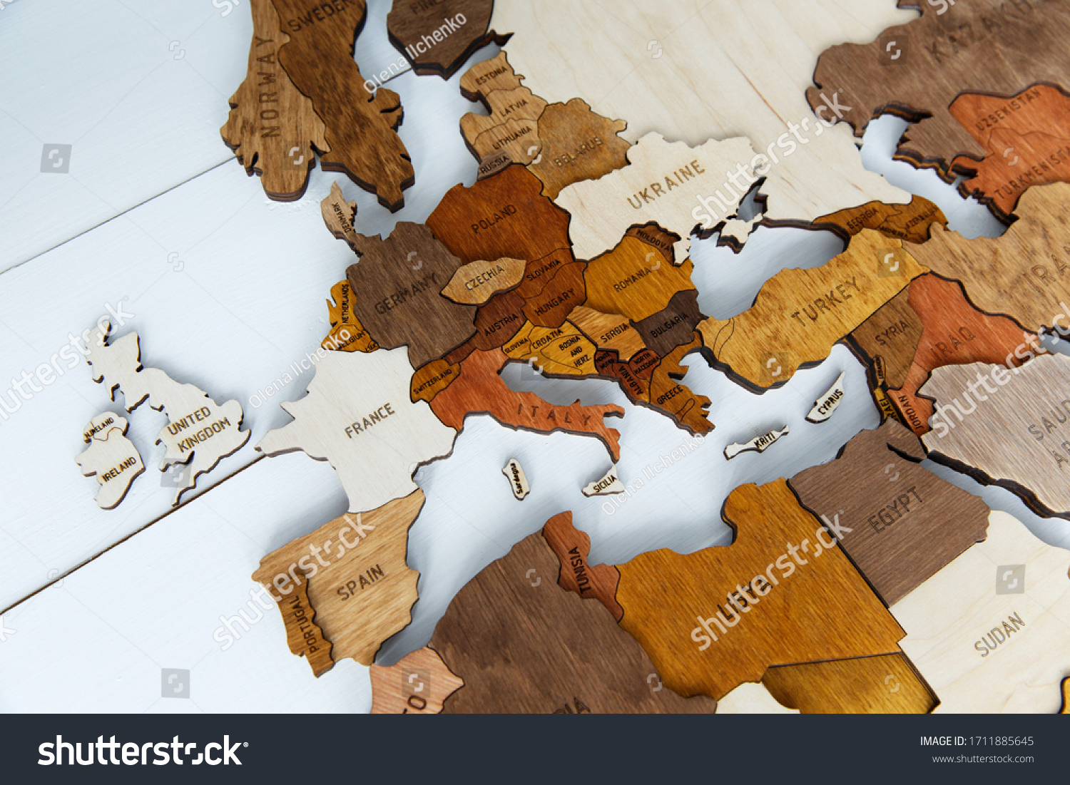 Wooden World Map Eu Wooden World Map On White Background Stock Photo 1711885645 | Shutterstock