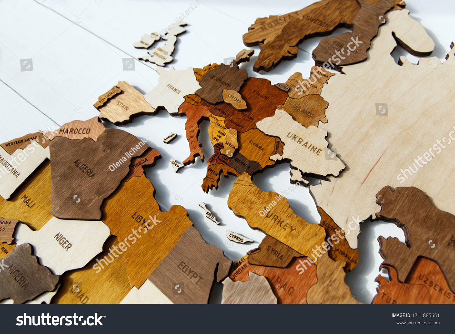 Wooden World Map Eu Wooden World Map On White Background Stock Photo 1711885651 | Shutterstock