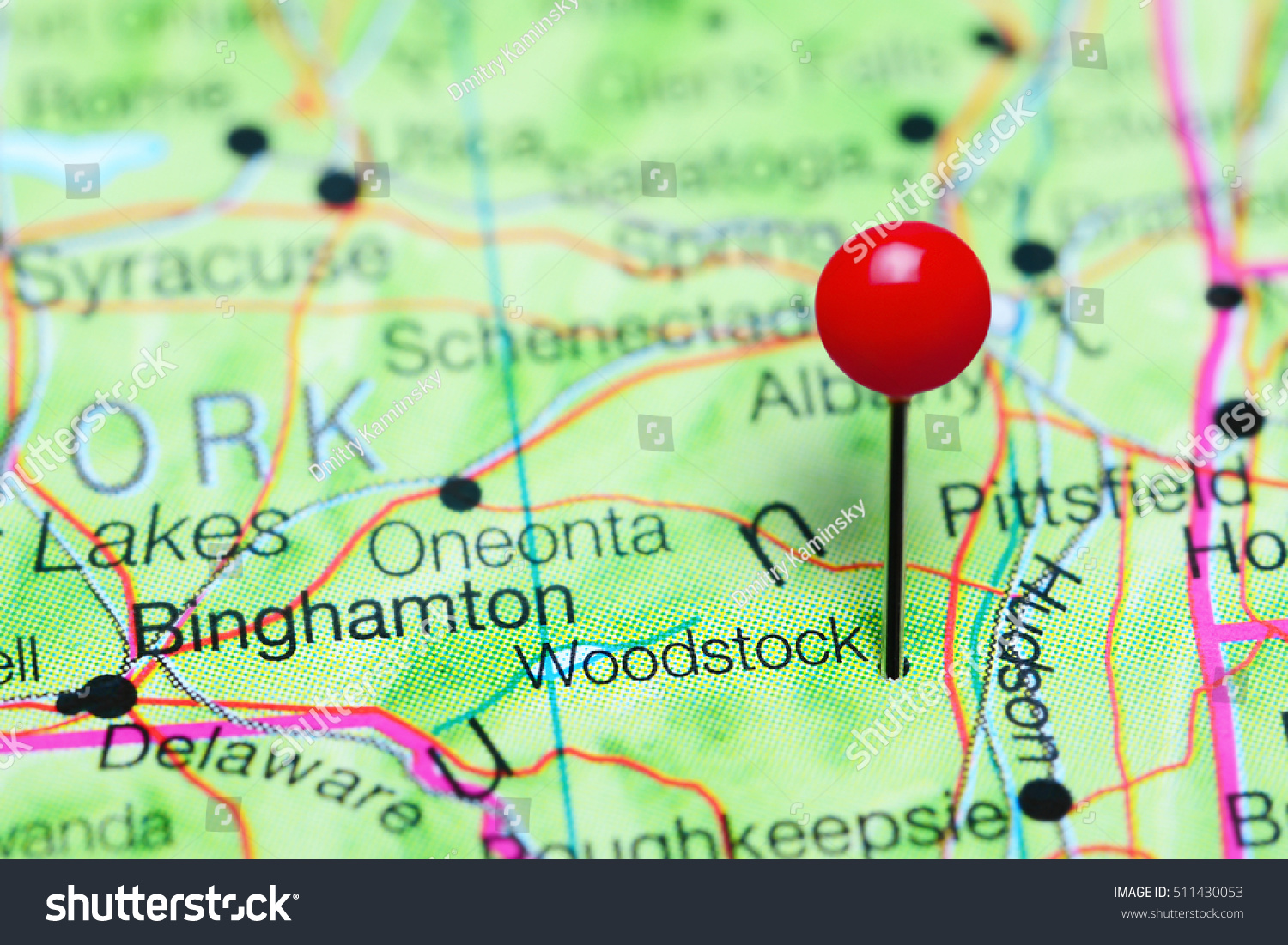 Woodstock Pinned On Map New York Stock Photo Edit Now 511430053
