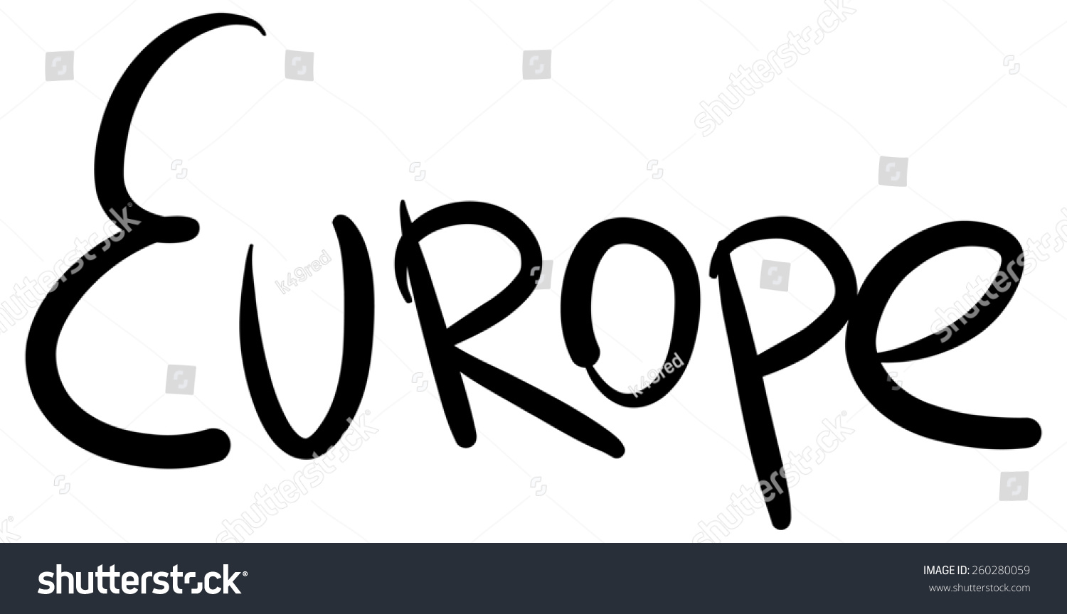Word Europe Black Writing By Hand Stock Illustration 