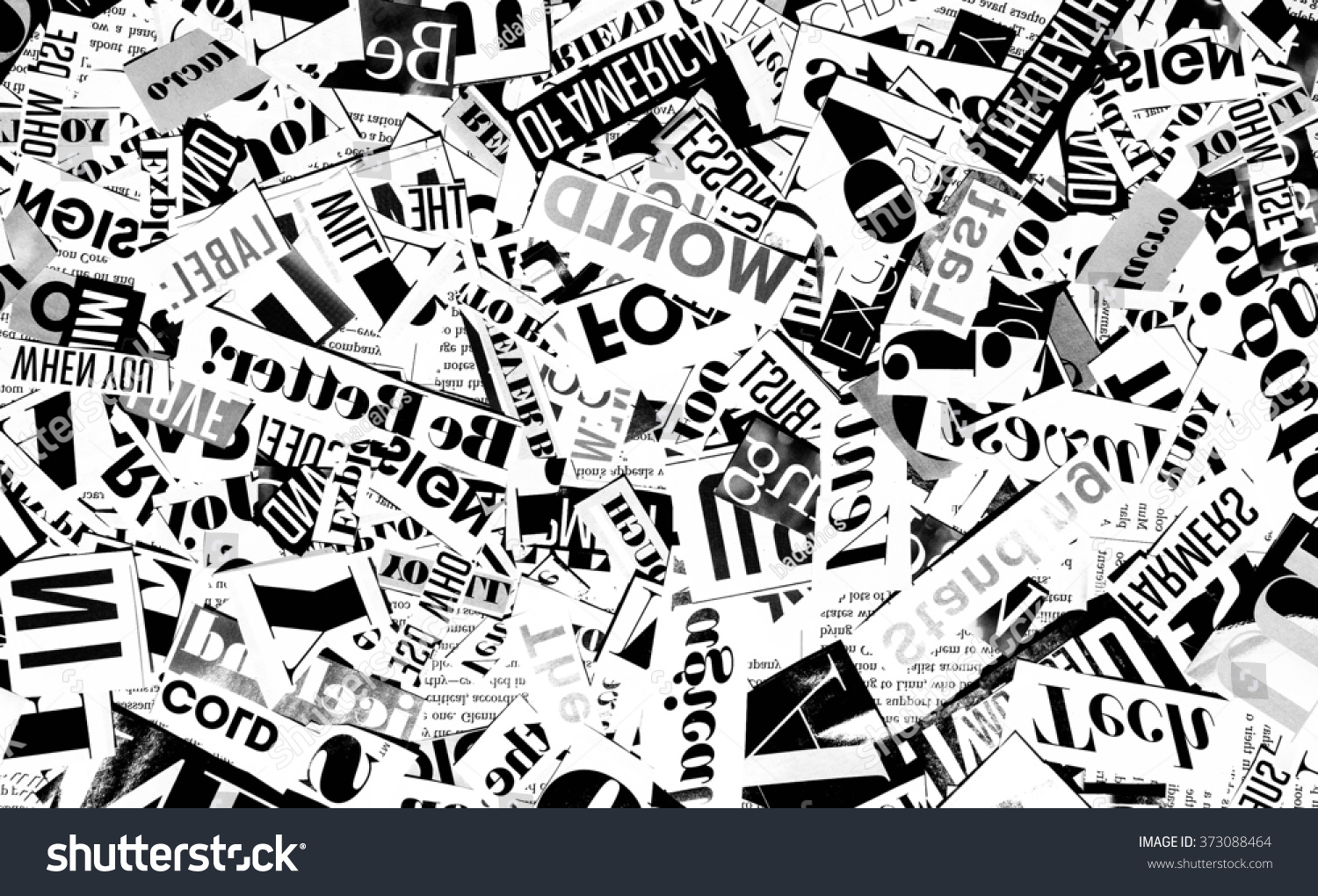 Words Cut From A Magazine, Background Stock Photo 373088464 : Shutterstock