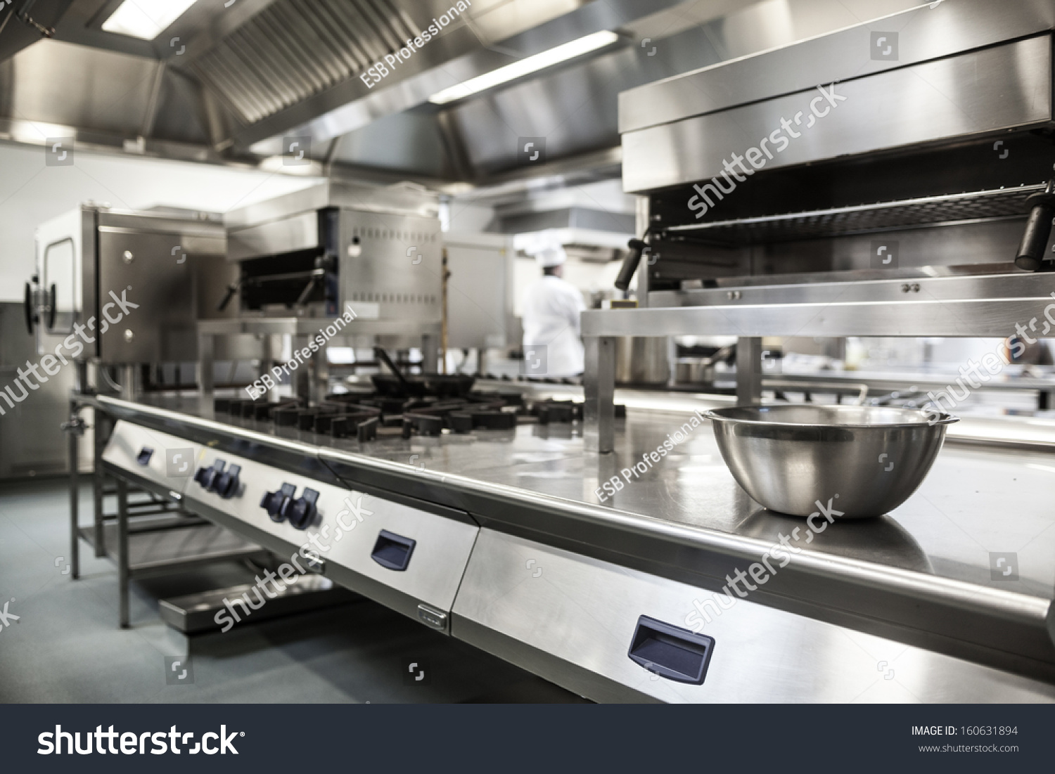 Work Surface Kitchen Equipment Professional Kitchen Stock Photo