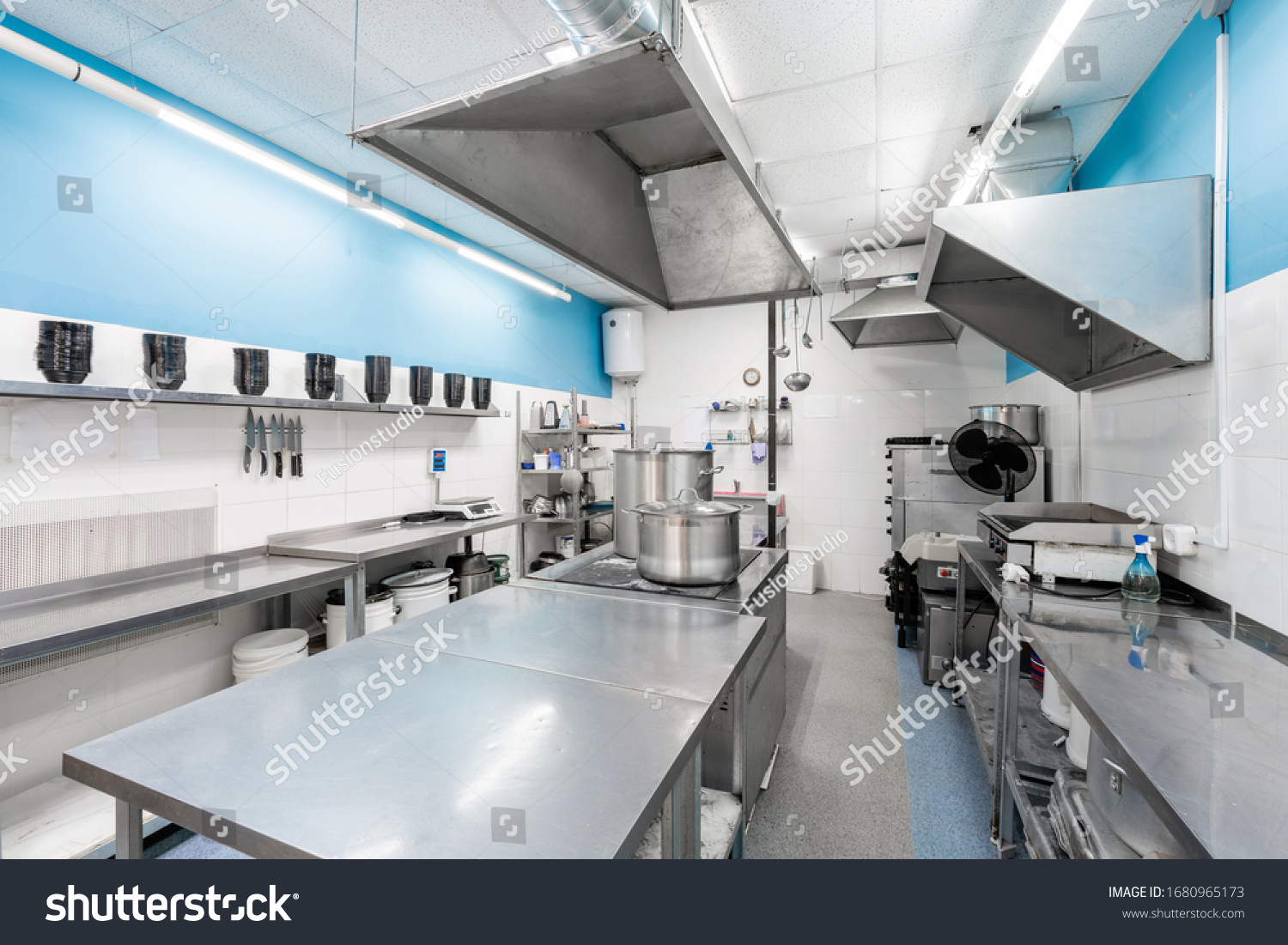 Work Surface Kitchen Equipment Professional Kitchen Stock Photo ...