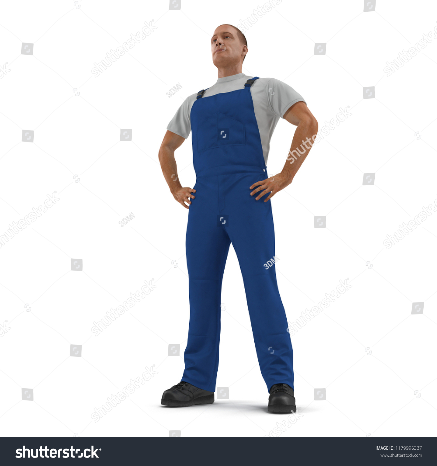 Worker Wearing Blue Boiler Suit Standing Stock Illustration 1179996337 ...