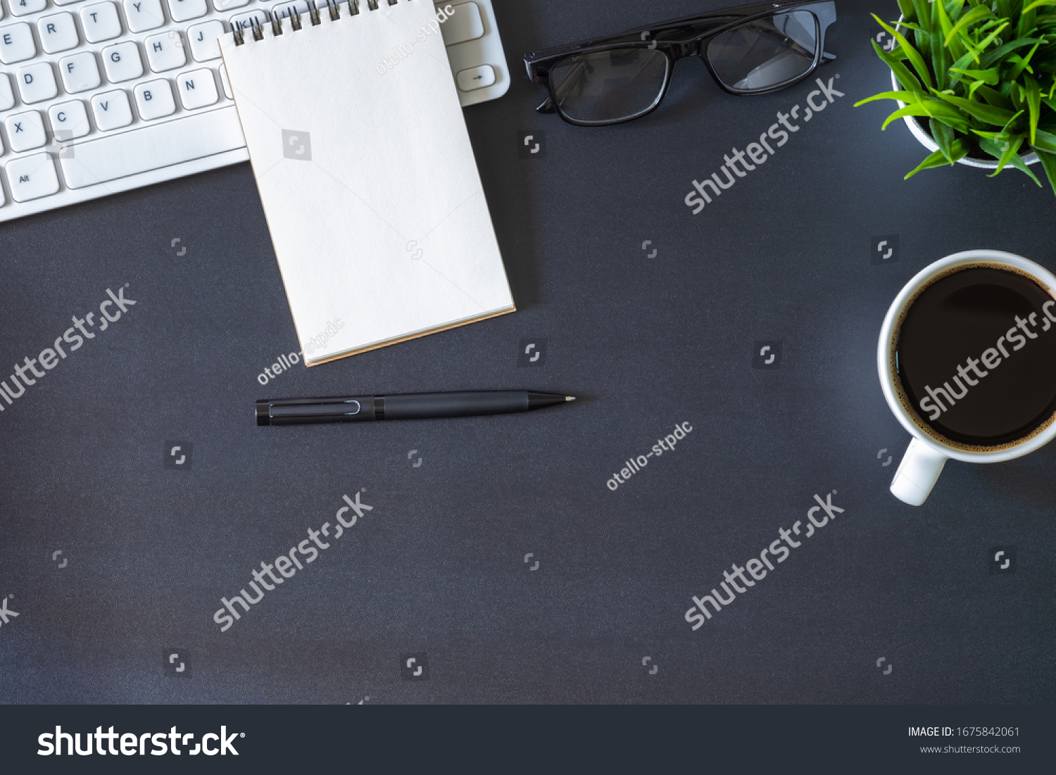 Workplace Office Dark Black Desk Top Stock Photo 1675842061 | Shutterstock