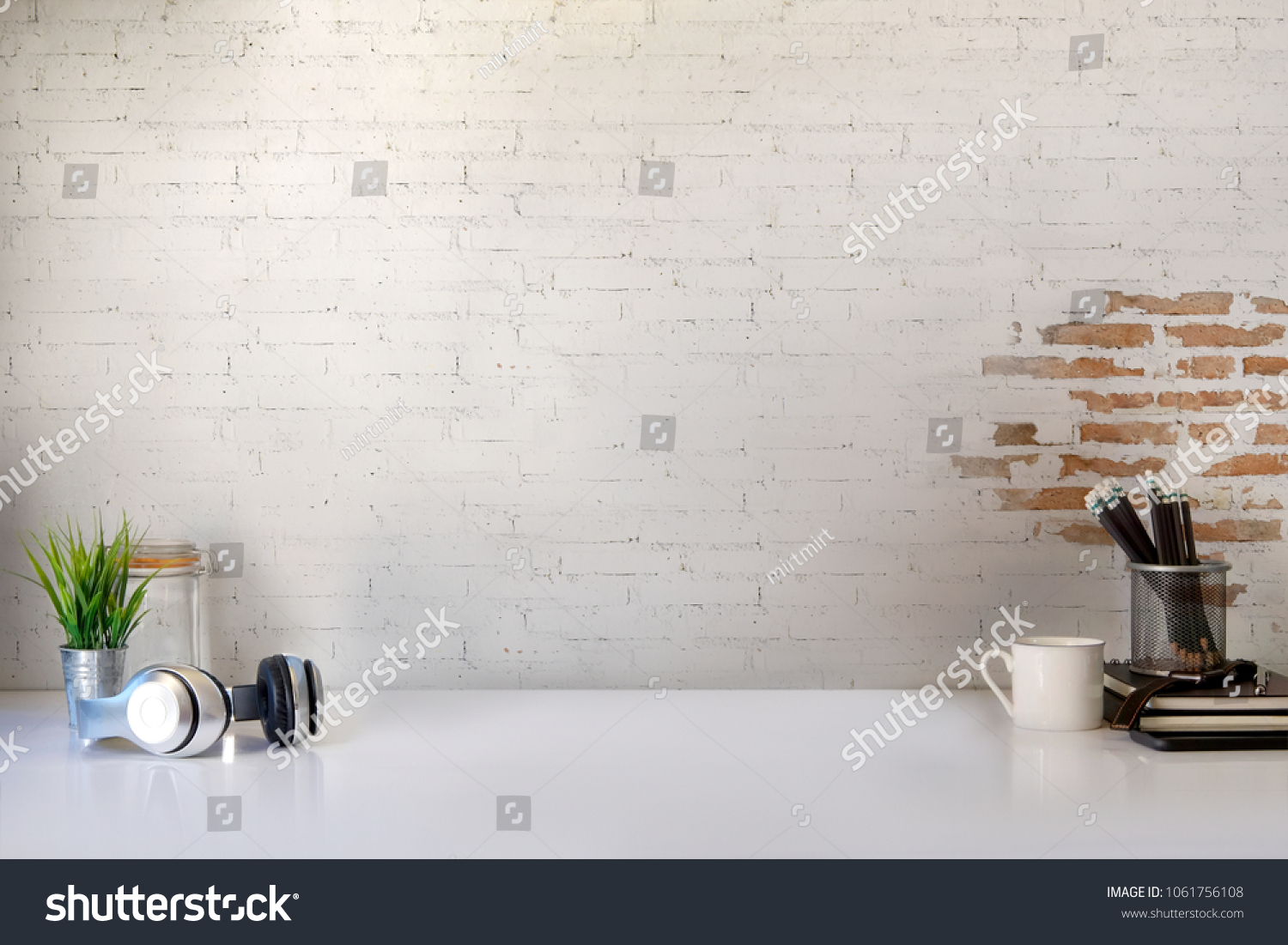 Workspace Office Desk Vintage Books Pencils Stock Photo Edit Now