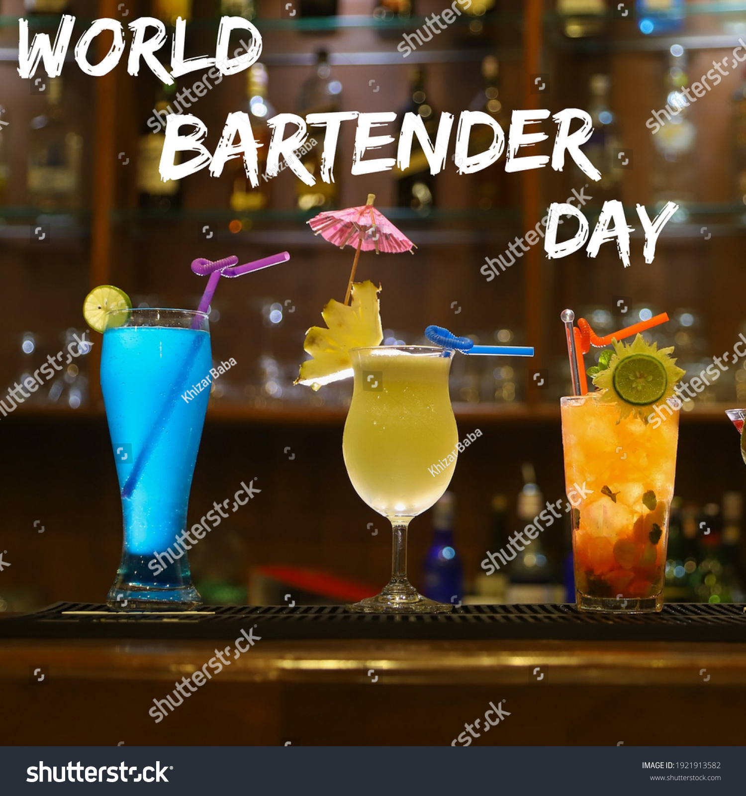 World Bartender Day 24 February Glasses Stock Photo 1921913582