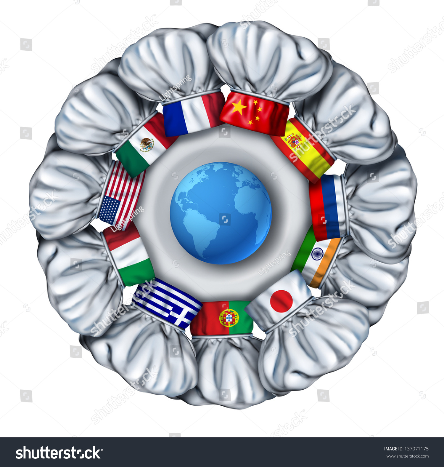 stock photo world cooking and international food dishes with a group of chef hats from around the world as 137071175