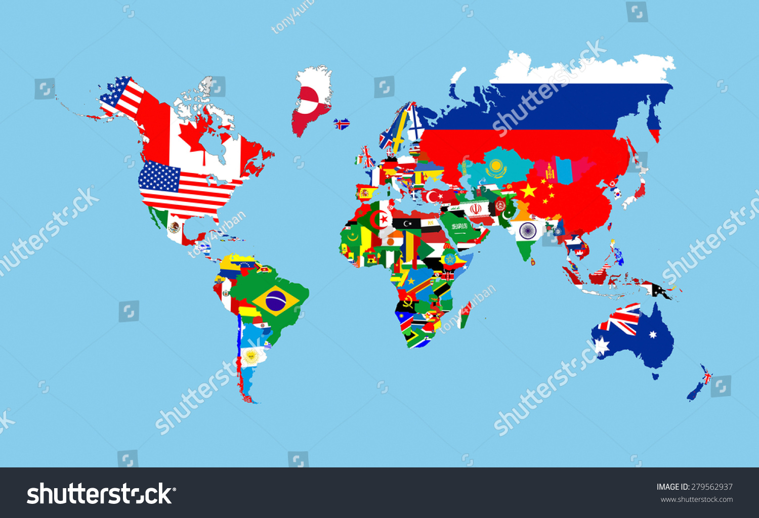 World Countries Flags Map Symbols Complete Stock Illustration 279562937