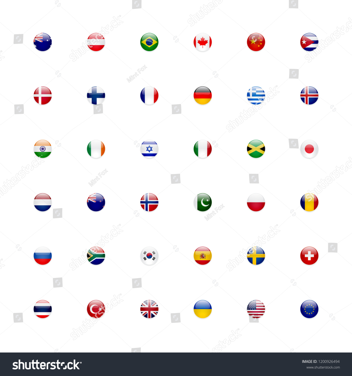 World Flags Icon Set Shiny Glossy Stock Illustration 1200926494