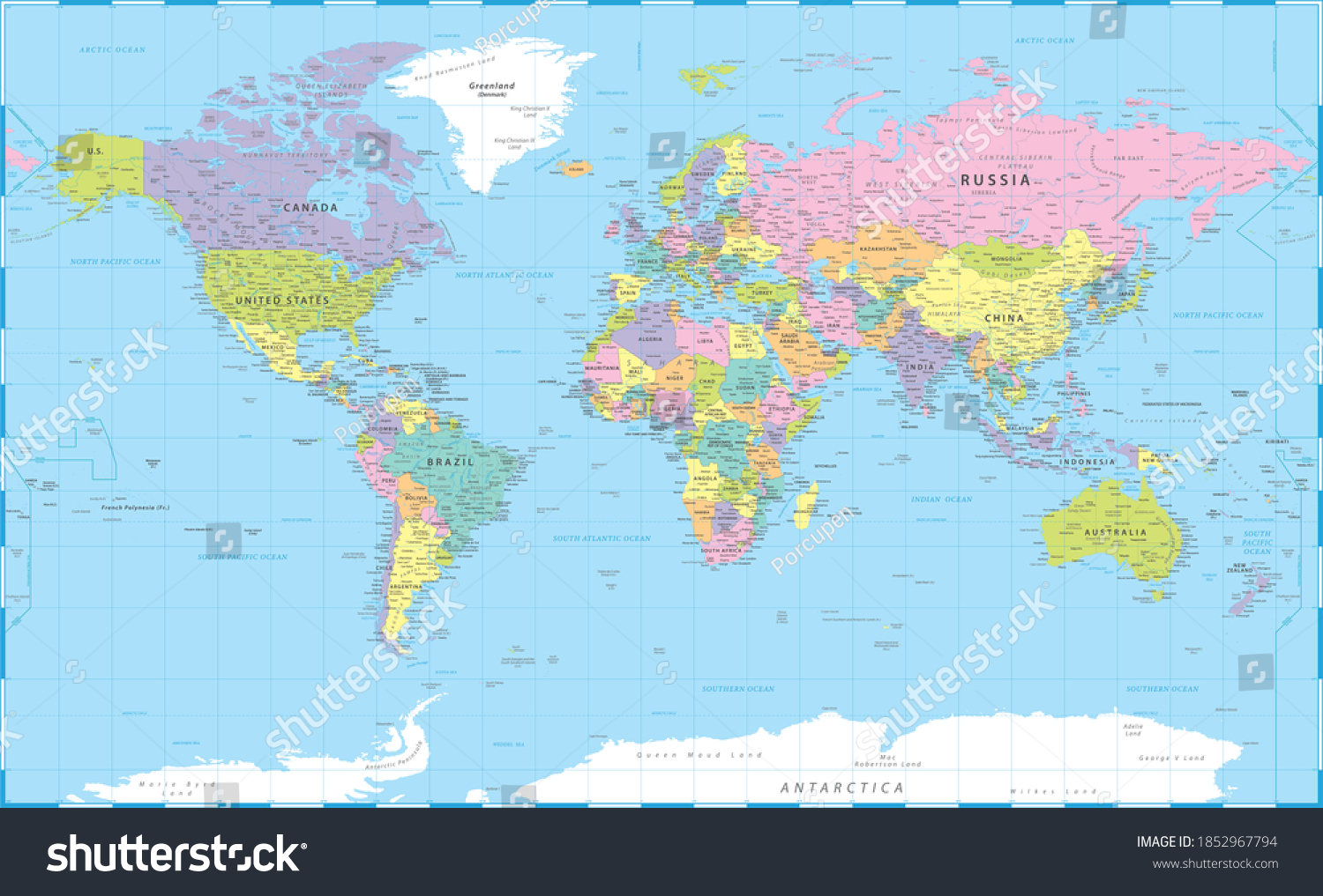 World Map Vintage Political Illustration Layers Stock Illustration ...