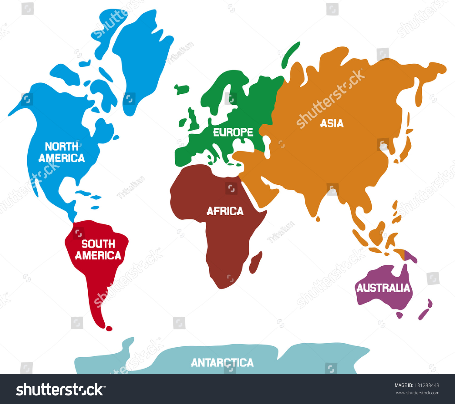 World Map Continents Stock Illustration 131283443