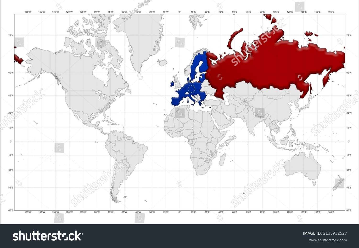 World Map Highlighted European Union Russia Stock Illustration ...