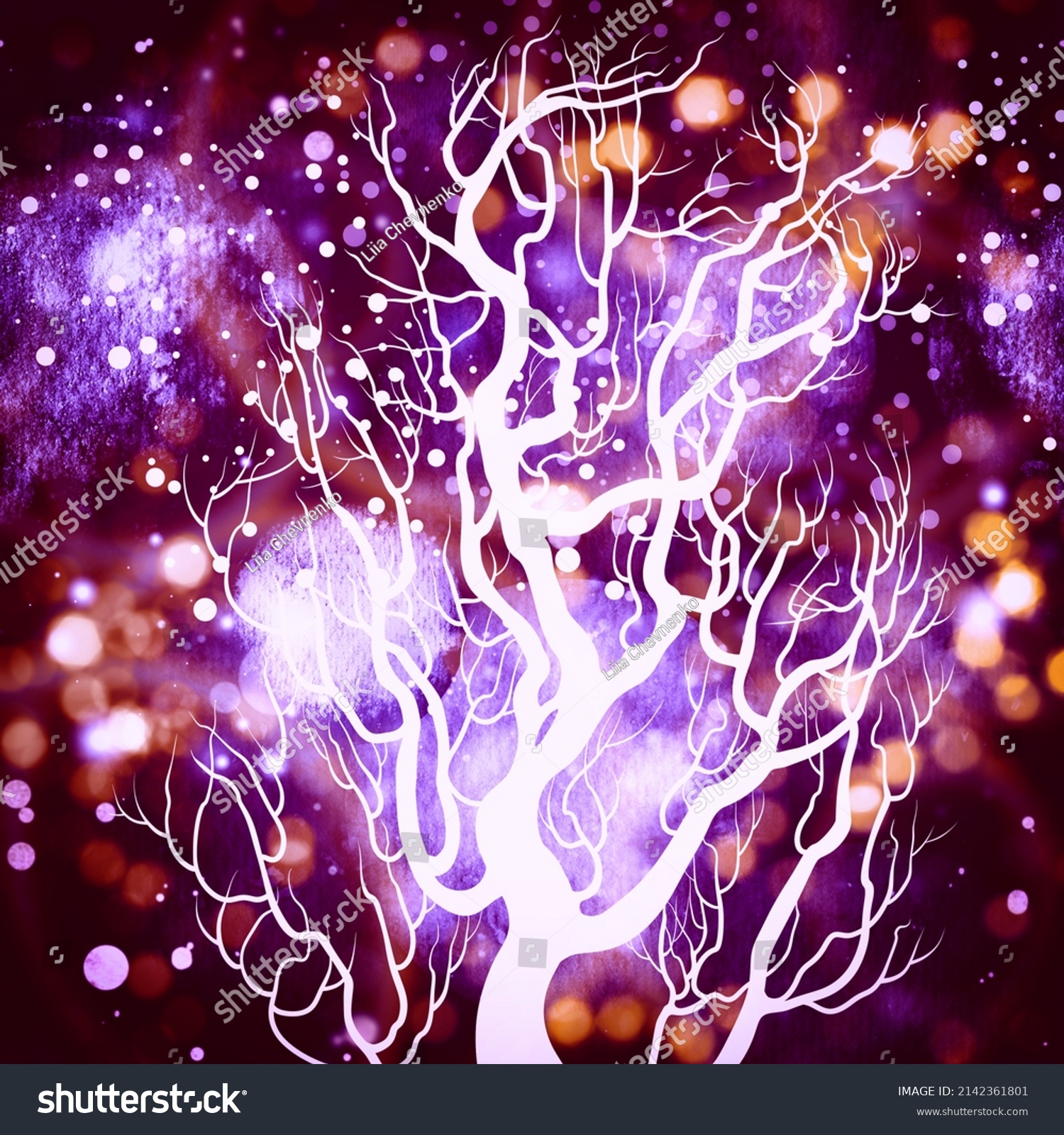 World Tree Yggdrasil Surrounded By Flying Stock Illustration 2142361801