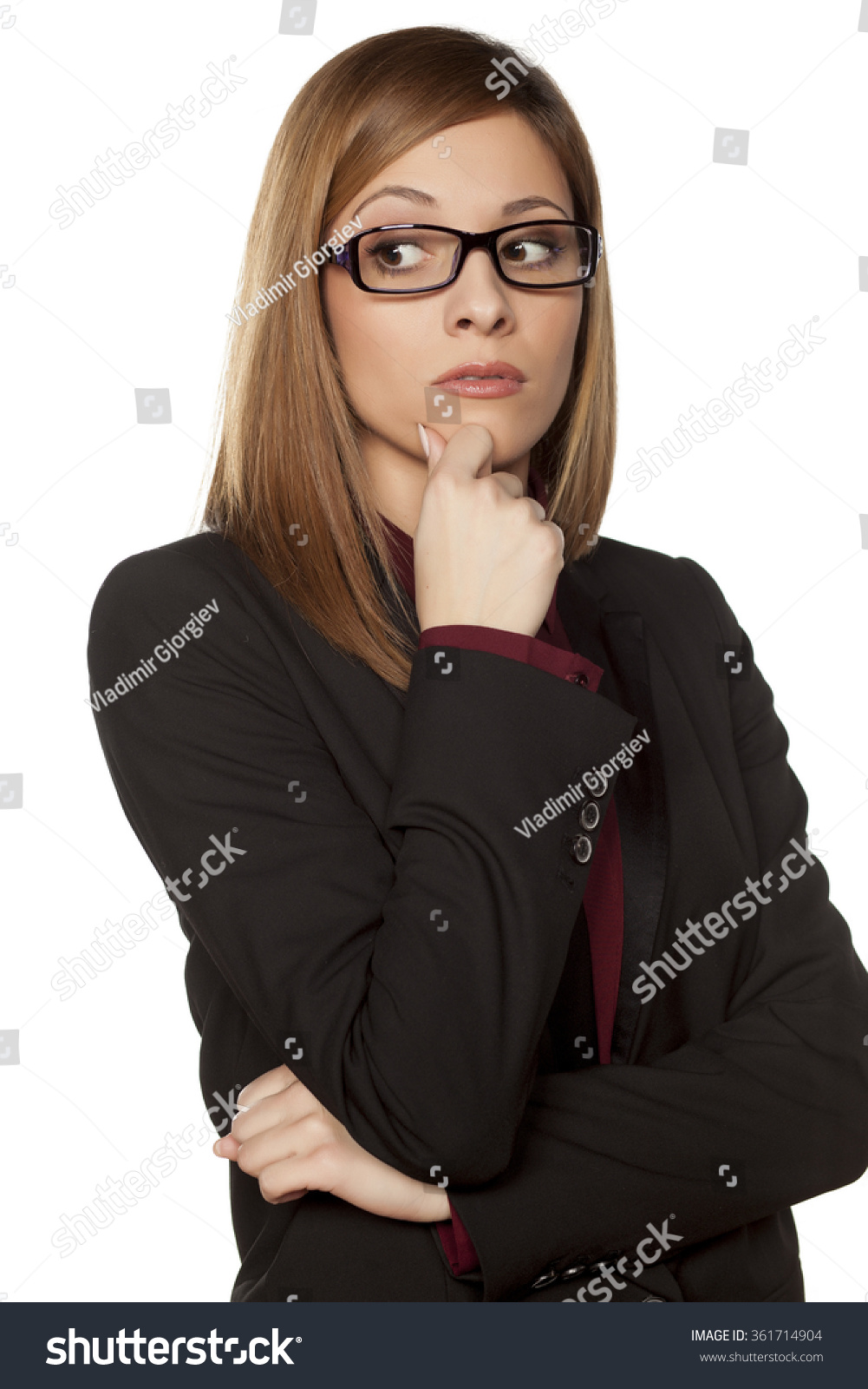 Worried Business Woman Looking With Distrust Stock Photo 361714904 ...