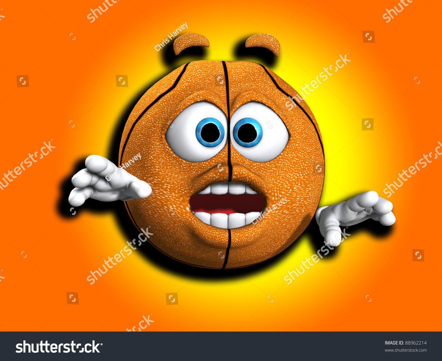 Worried Looking Cartoon Basketball. Stock Photo 88962214 : Shutterstock