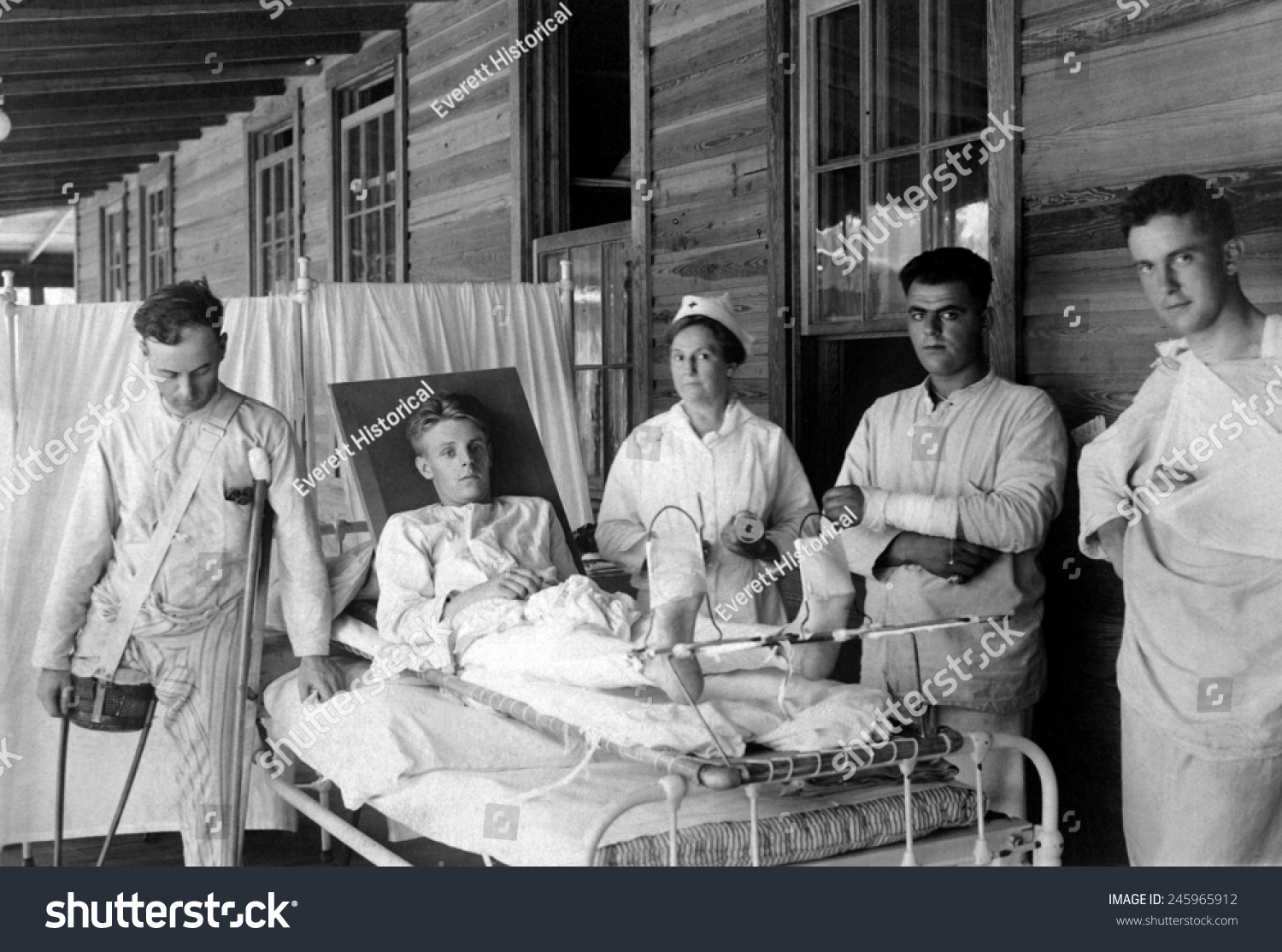 Wounded American Wwi Veterans They Surgical Stock Illustration ...