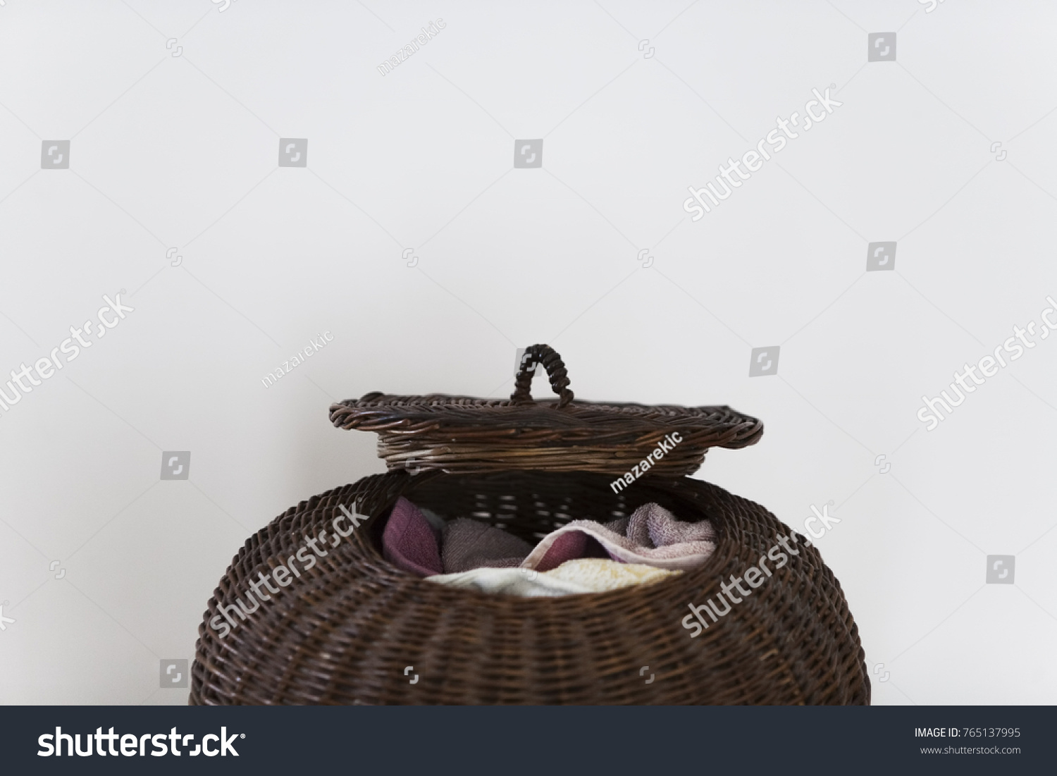 Woven Laundry Basket White Background Stock Photo Edit Now 765137995