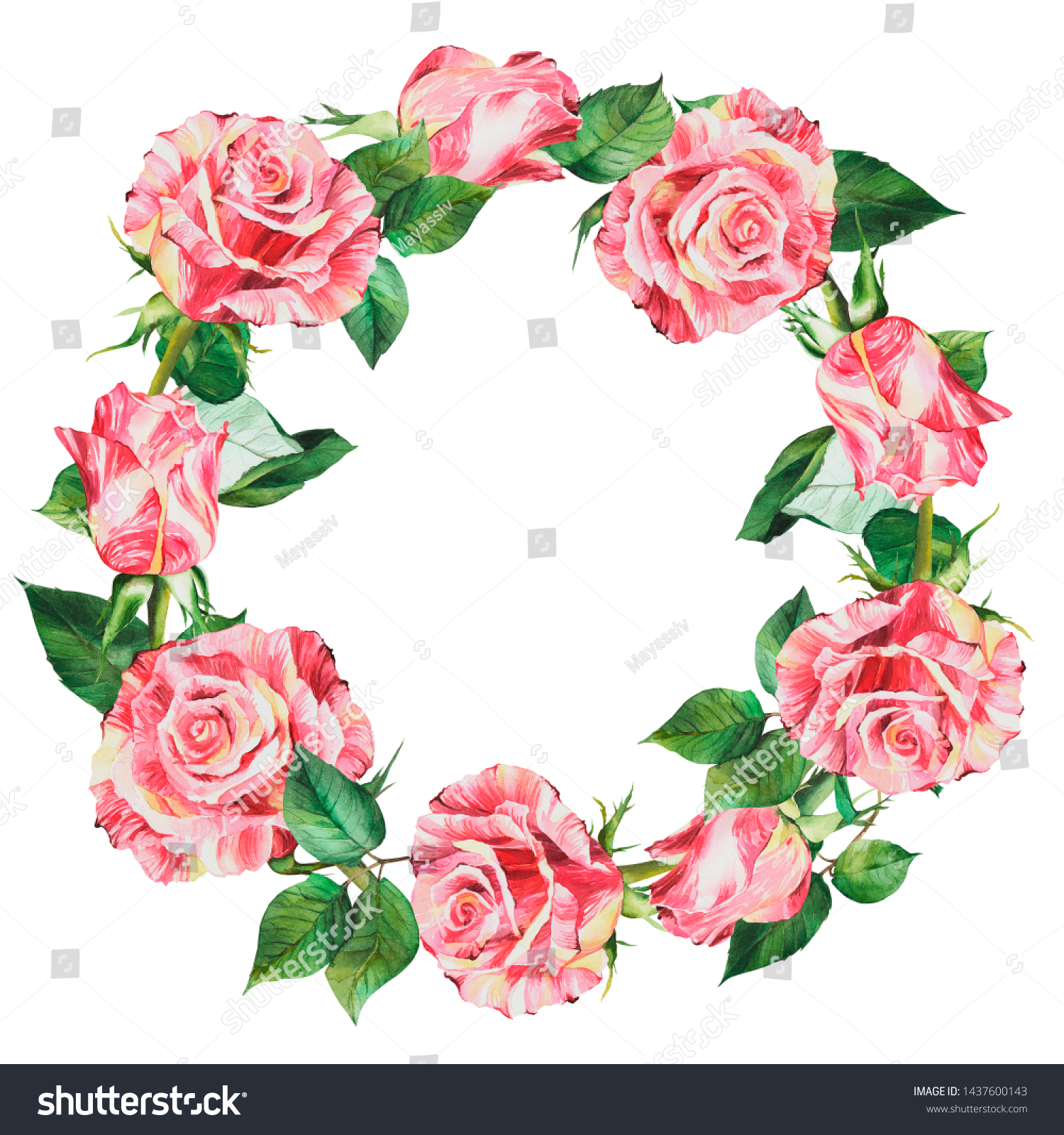 Wreath Roses Ring Rose Flowers On Stock Illustration 1437600143