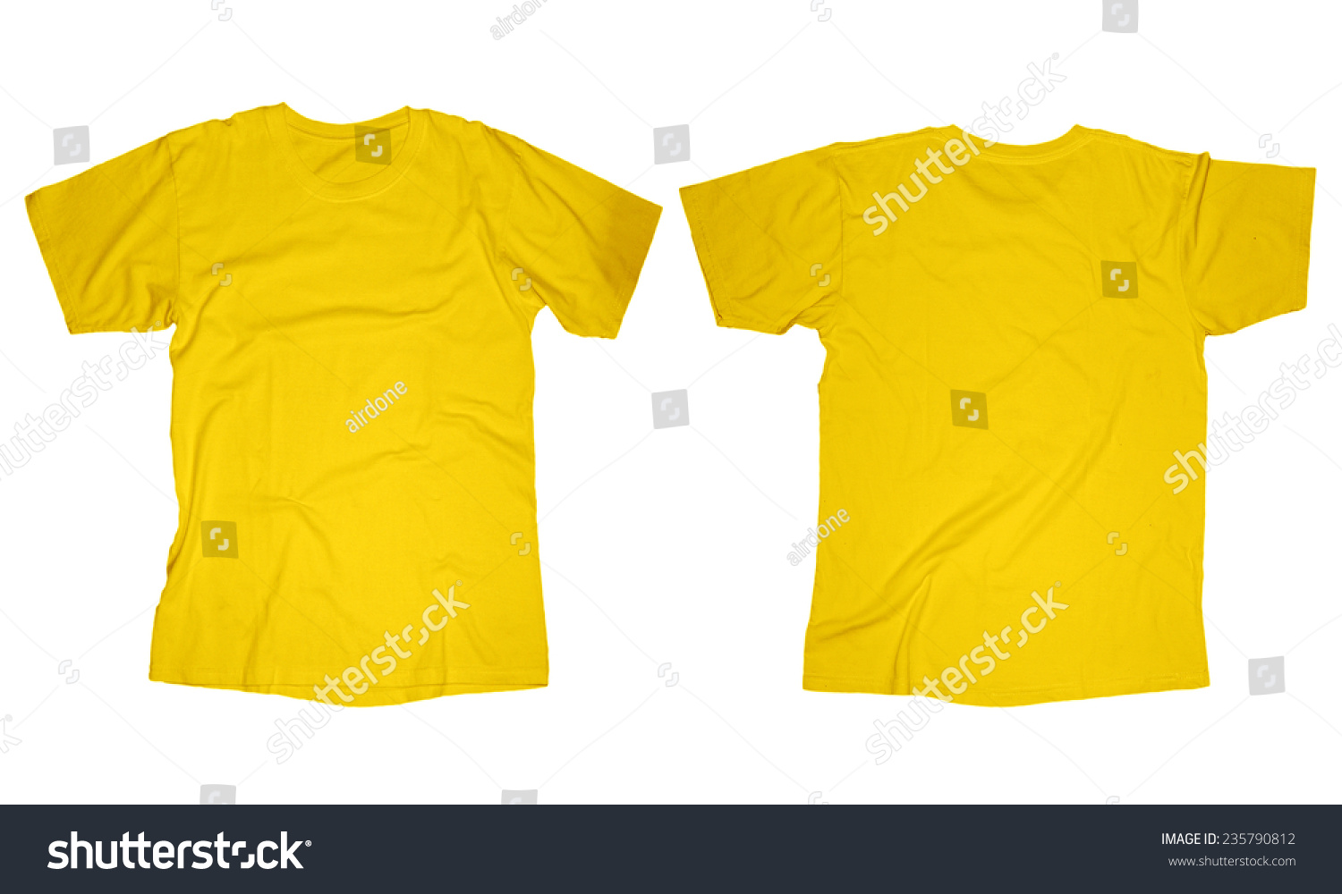 Wrinkled Blank Yellow Tshirt Template Front Stock Photo (Edit Now ...