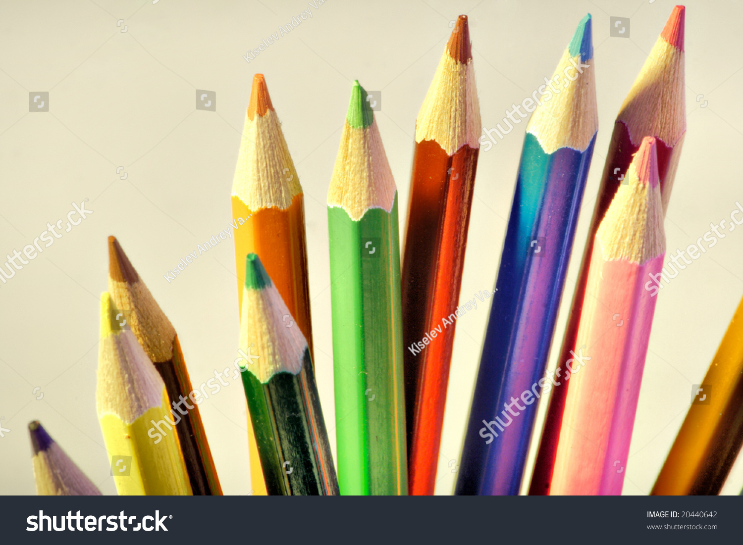 Writing Materials: Coloured Pencils Background. Stock Photo 20440642 ...