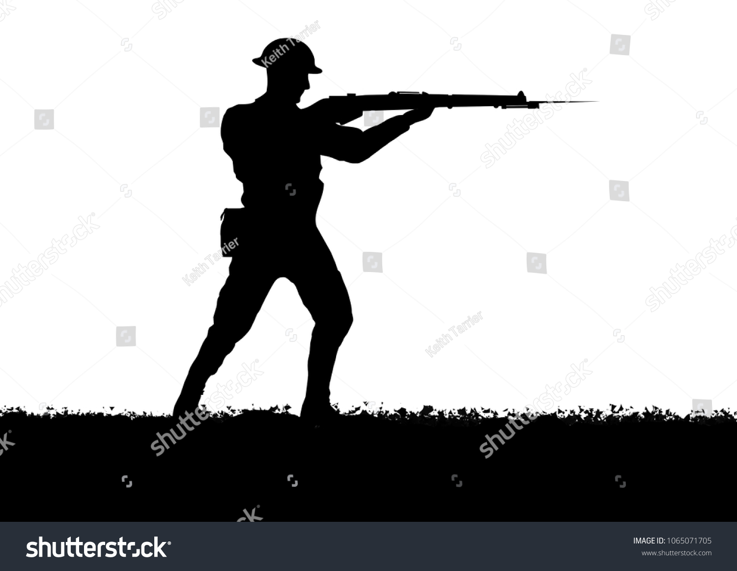 Ww1 British Soldiers Silhouette White Background Stock Illustration ...