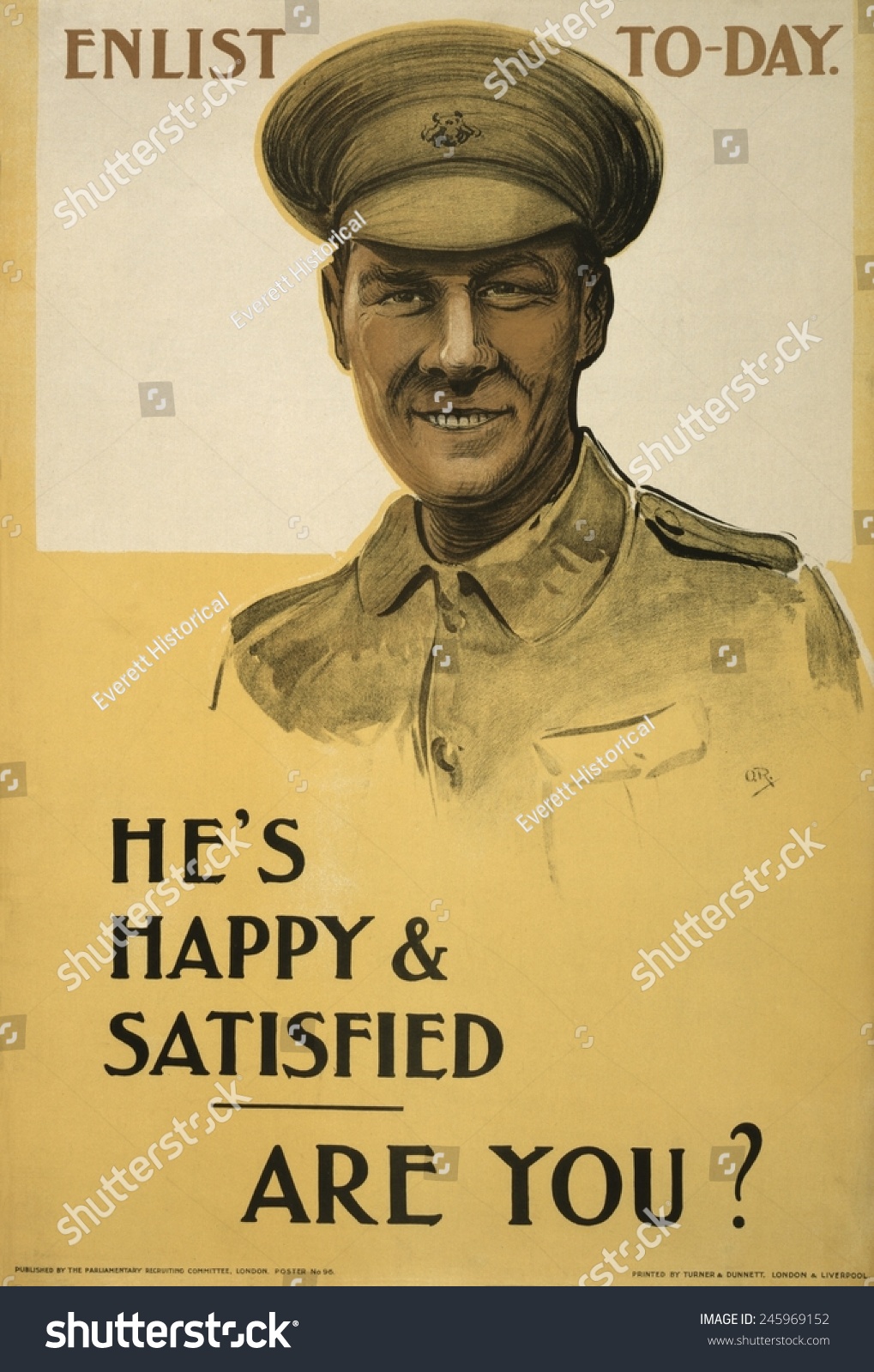 Wwi 1915 British Recruitment Poster Depicting: Ilustrações Stock ...